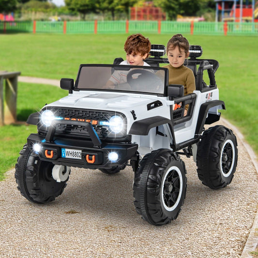 2-Seater Ride On Car with Remote Control and Horn for Boys and Girls-White