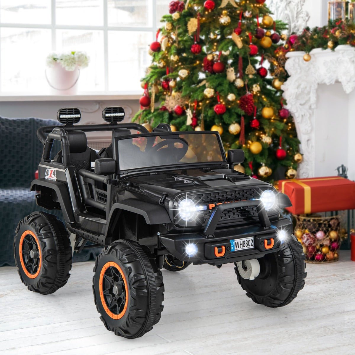 2-Seater Ride On Car with Remote Control and Horn for Boys and Girls-Black