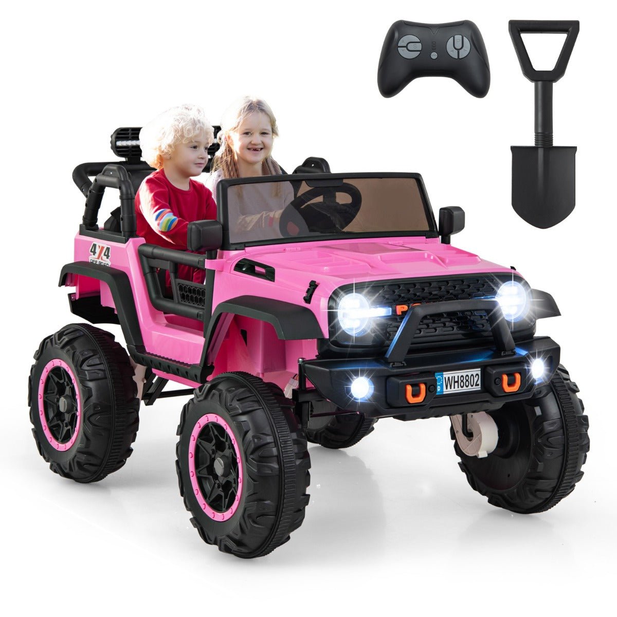 2-Seater Ride On Car with Remote Control and Horn for Boys and Girls-Pink