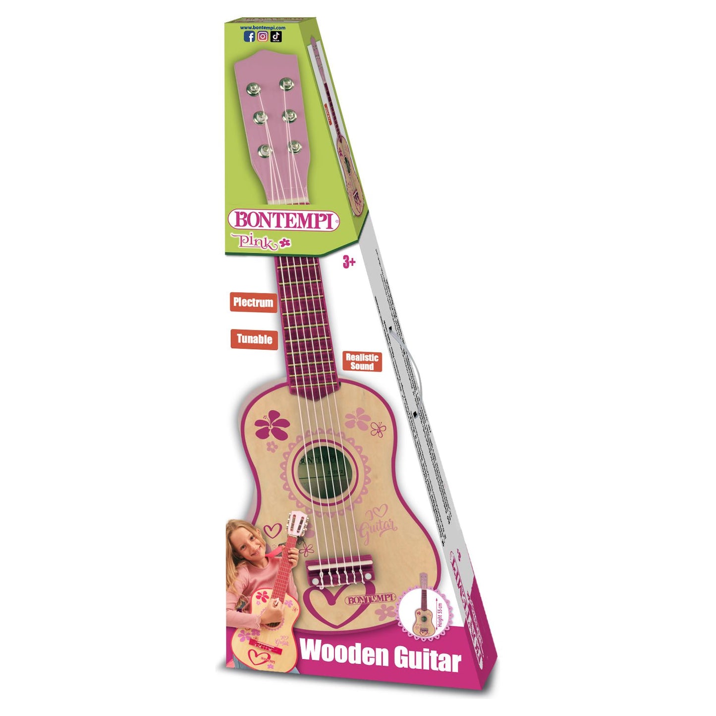 Bontempi Small Pink Wooden Guitar