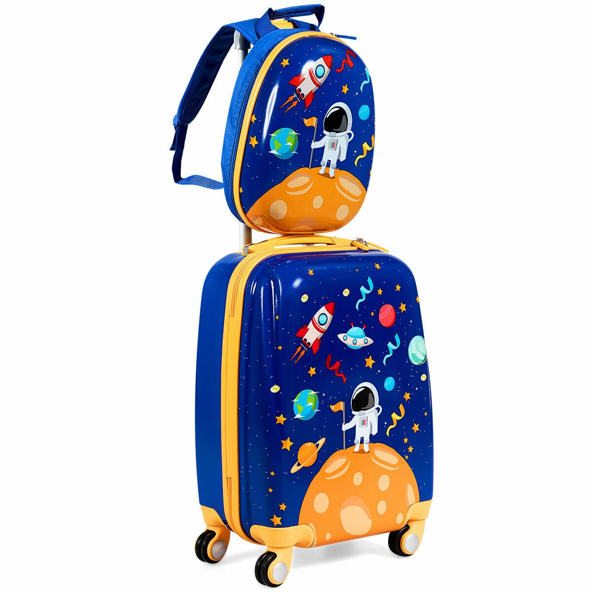 ABS Kids Backpack Luggage Set Children Suitcase Travel Schoo-Navy - The Online Toy Shop - Costway - 2