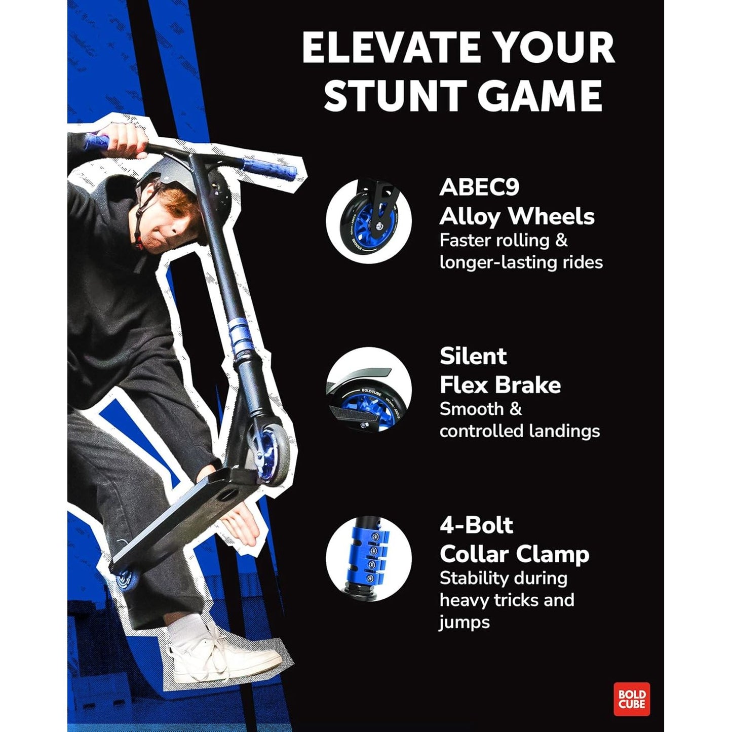 BOLDCUBE Navy - Deluxe Stunt Scooter