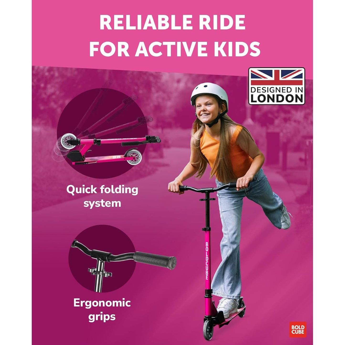 BOLDCUBE Fuchsia - Deluxe 2 Wheel Scooter