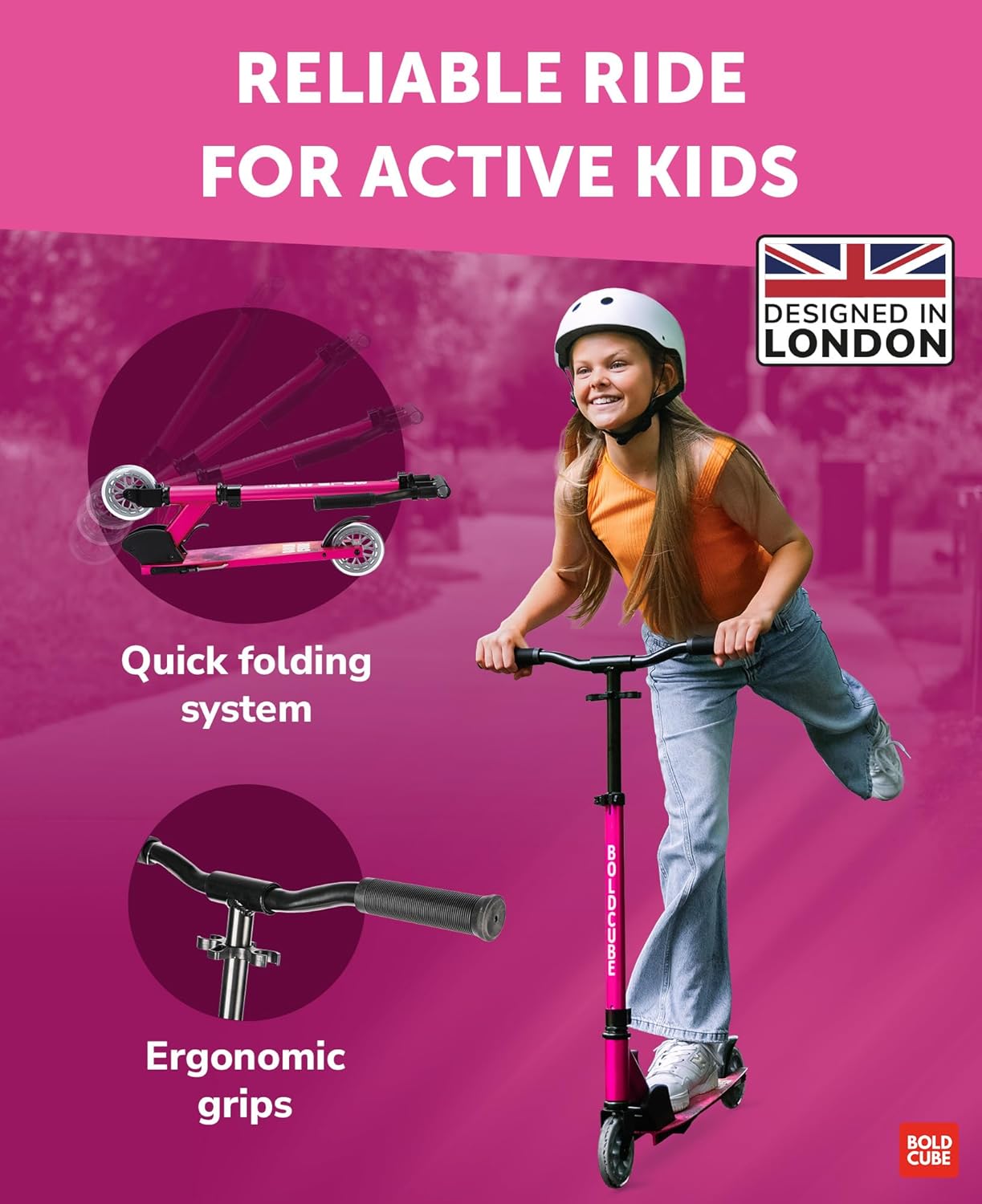 BOLDCUBE Fuchsia - Deluxe 2 Wheel Scooter
