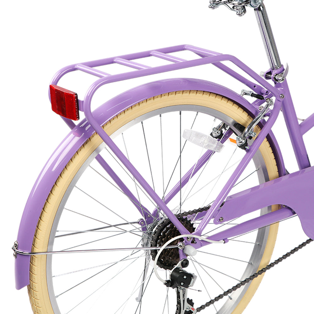 Glerc 24 Inch Beach Cruiser Hybrid Kids Bike (with Rear Rack) - Missy