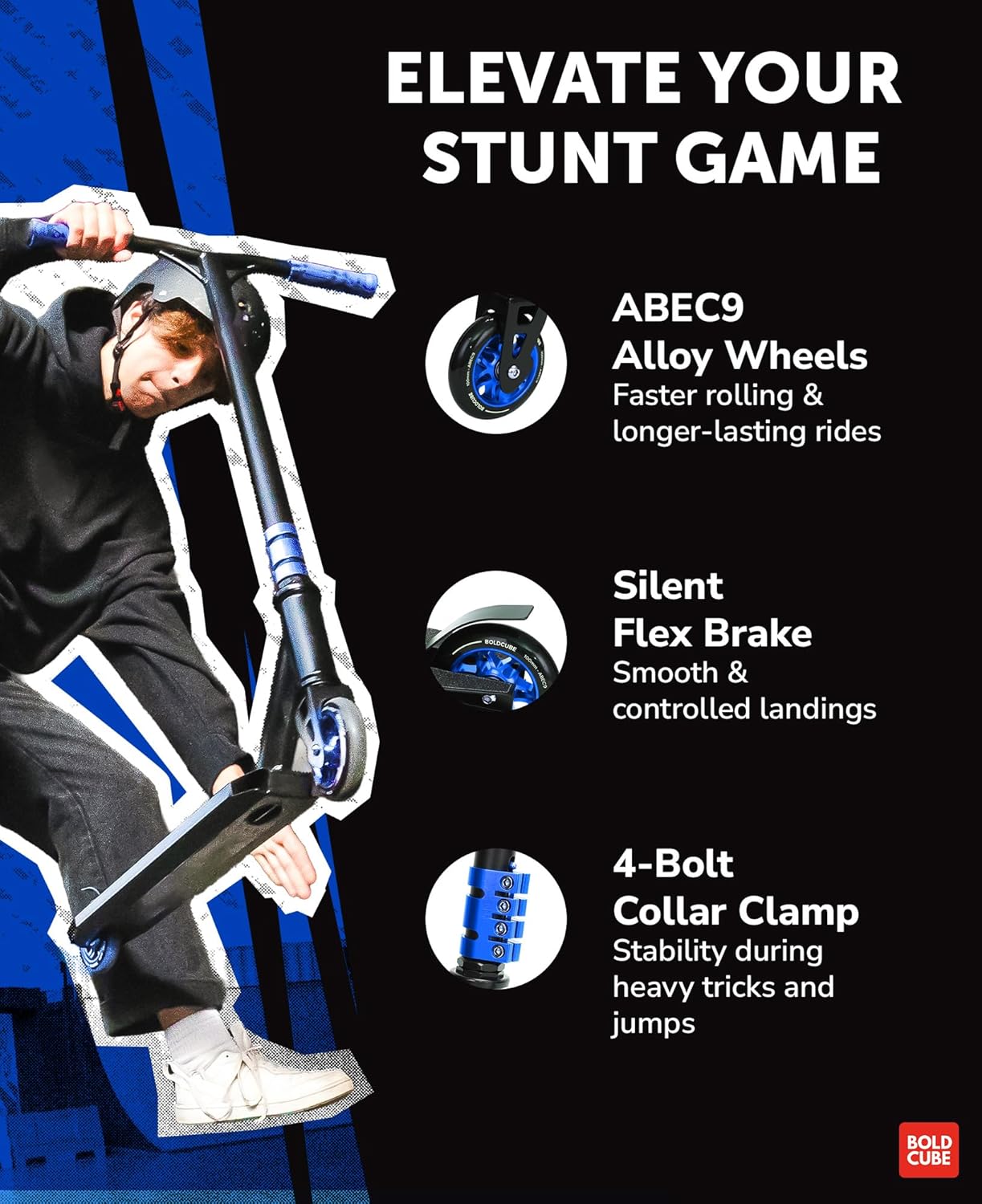 BOLDCUBE Navy - Deluxe Stunt Scooter