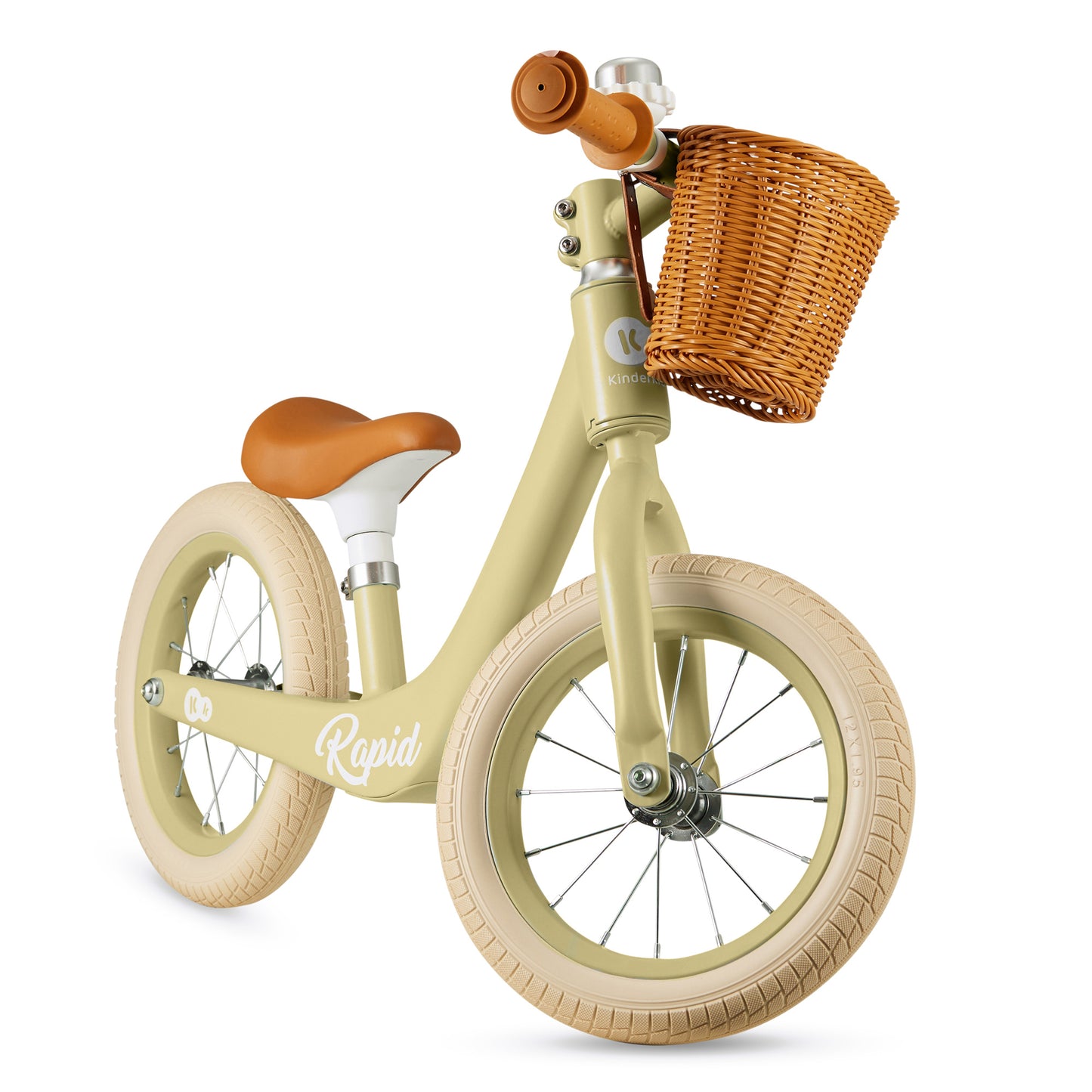 Kinderkraft Rapid Balance Bike with Basket - Green Savannah