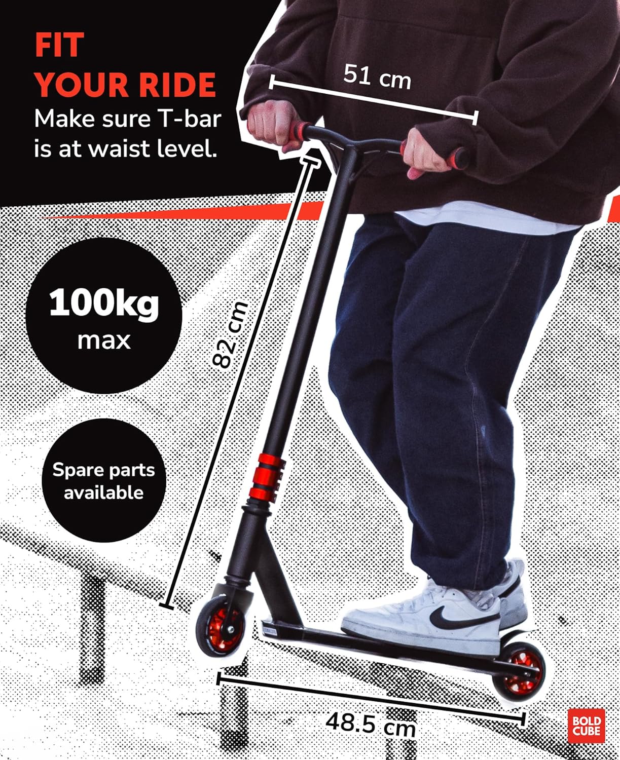 BOLDCUBE Black - Deluxe Stunt Scooter