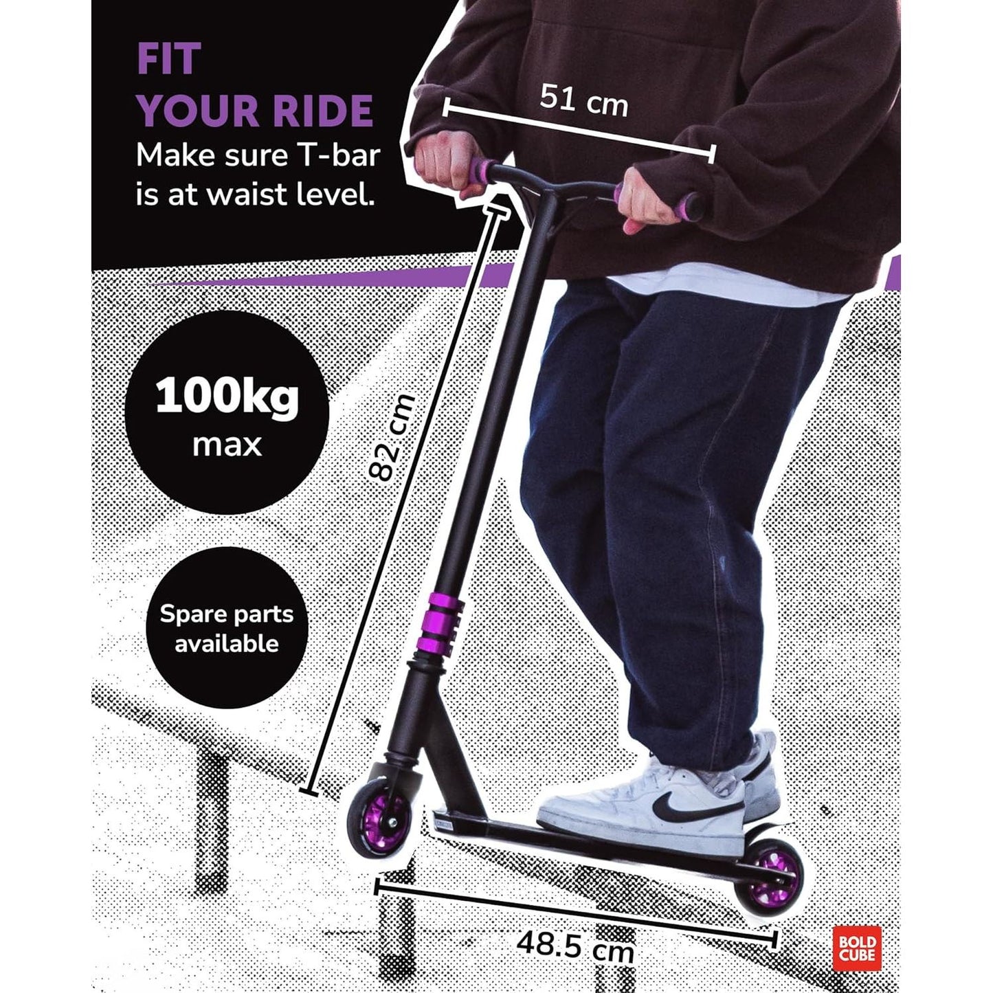 BOLDCUBE Purple - Deluxe Stunt Scooter