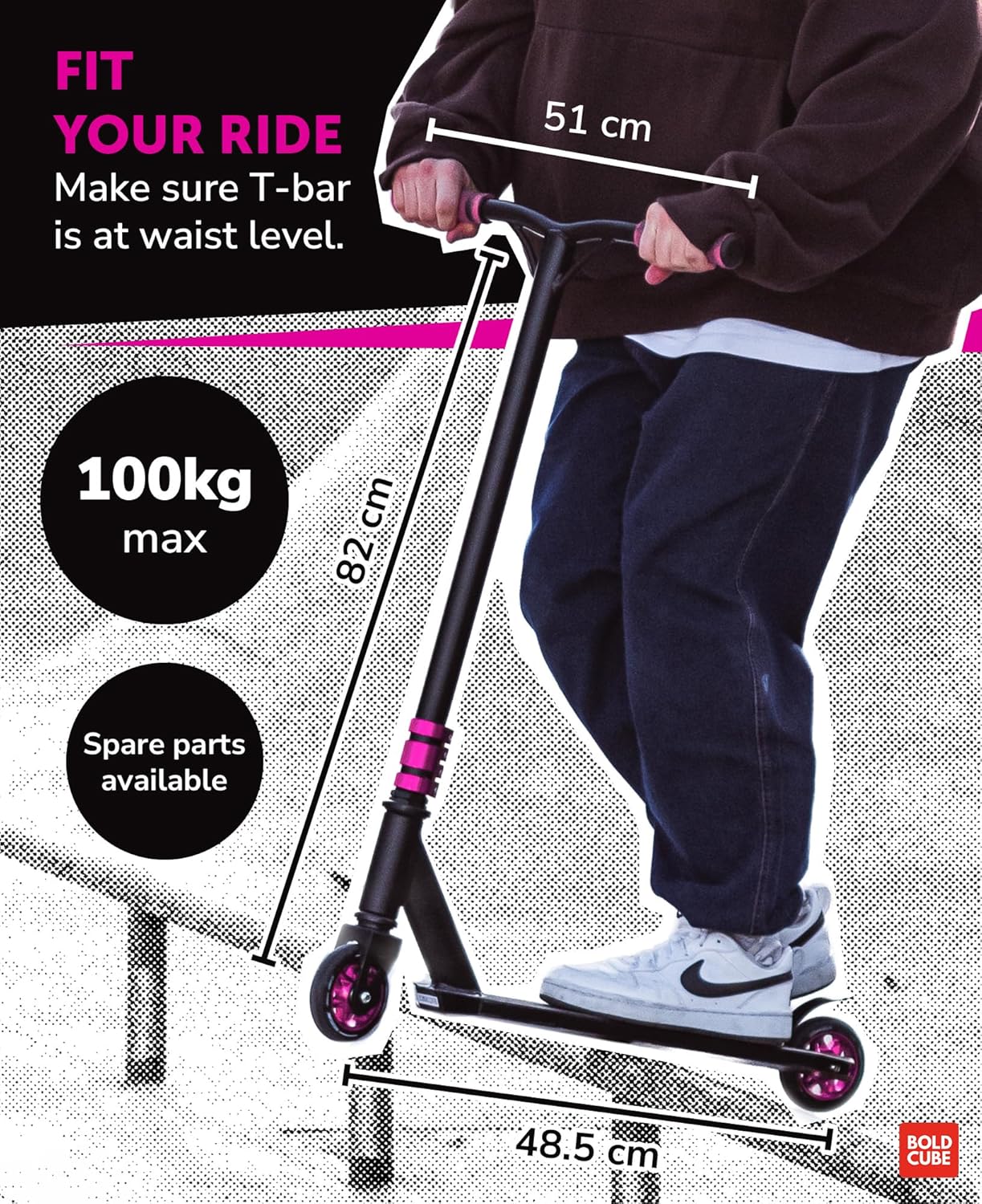 BOLDCUBE Pink - Deluxe Stunt Scooter