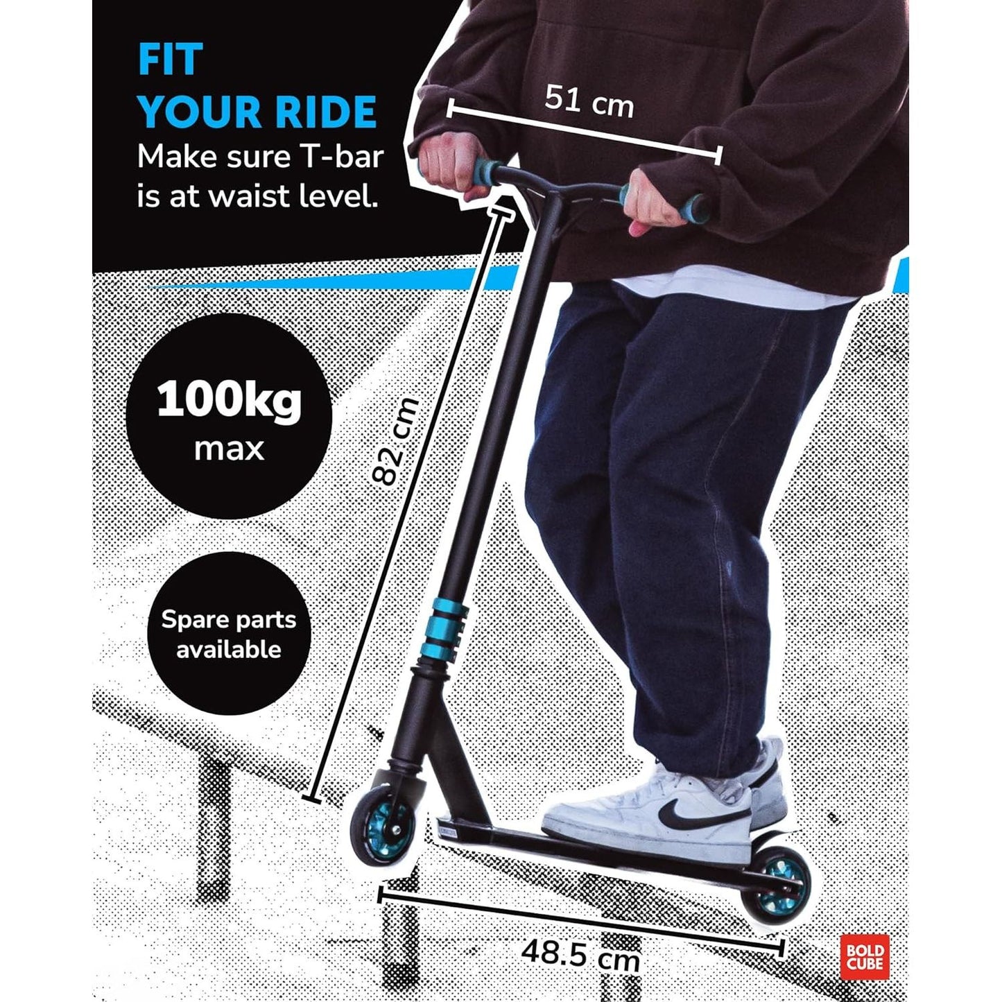 BOLDCUBE Cyan - Deluxe Stunt Scooter