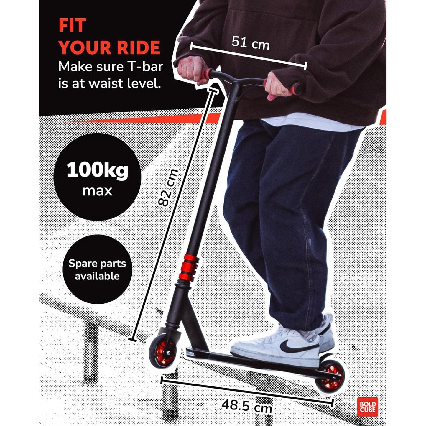 BOLDCUBE Black - Deluxe Stunt Scooter