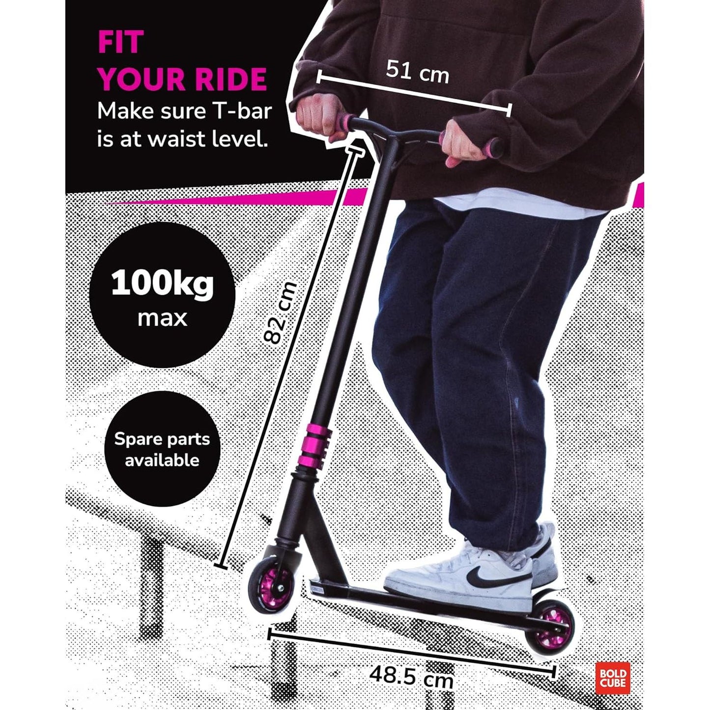 BOLDCUBE Pink - Deluxe Stunt Scooter