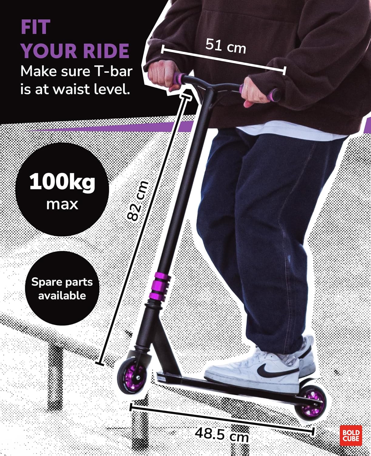 BOLDCUBE Purple - Deluxe Stunt Scooter