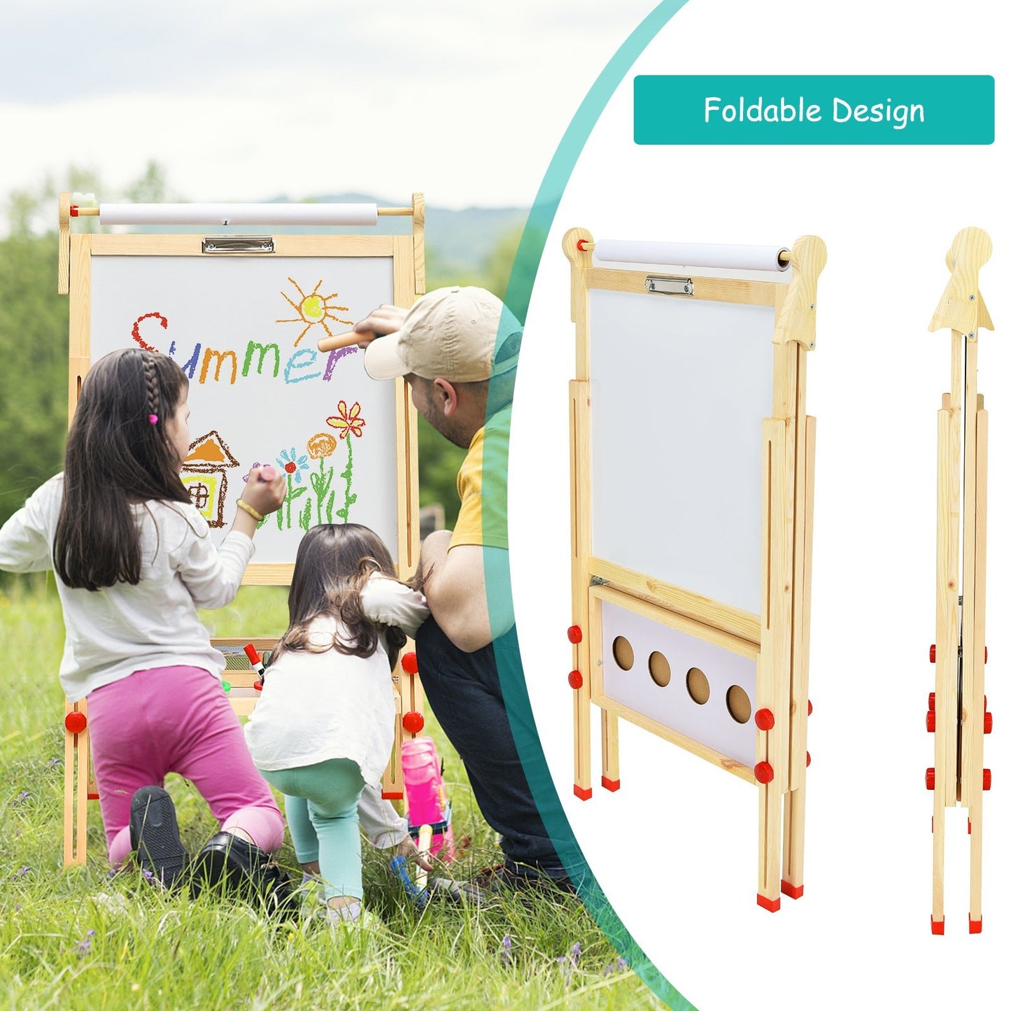 3-in-1 Double-Sided Kid’s Art Easel with Whiteboard