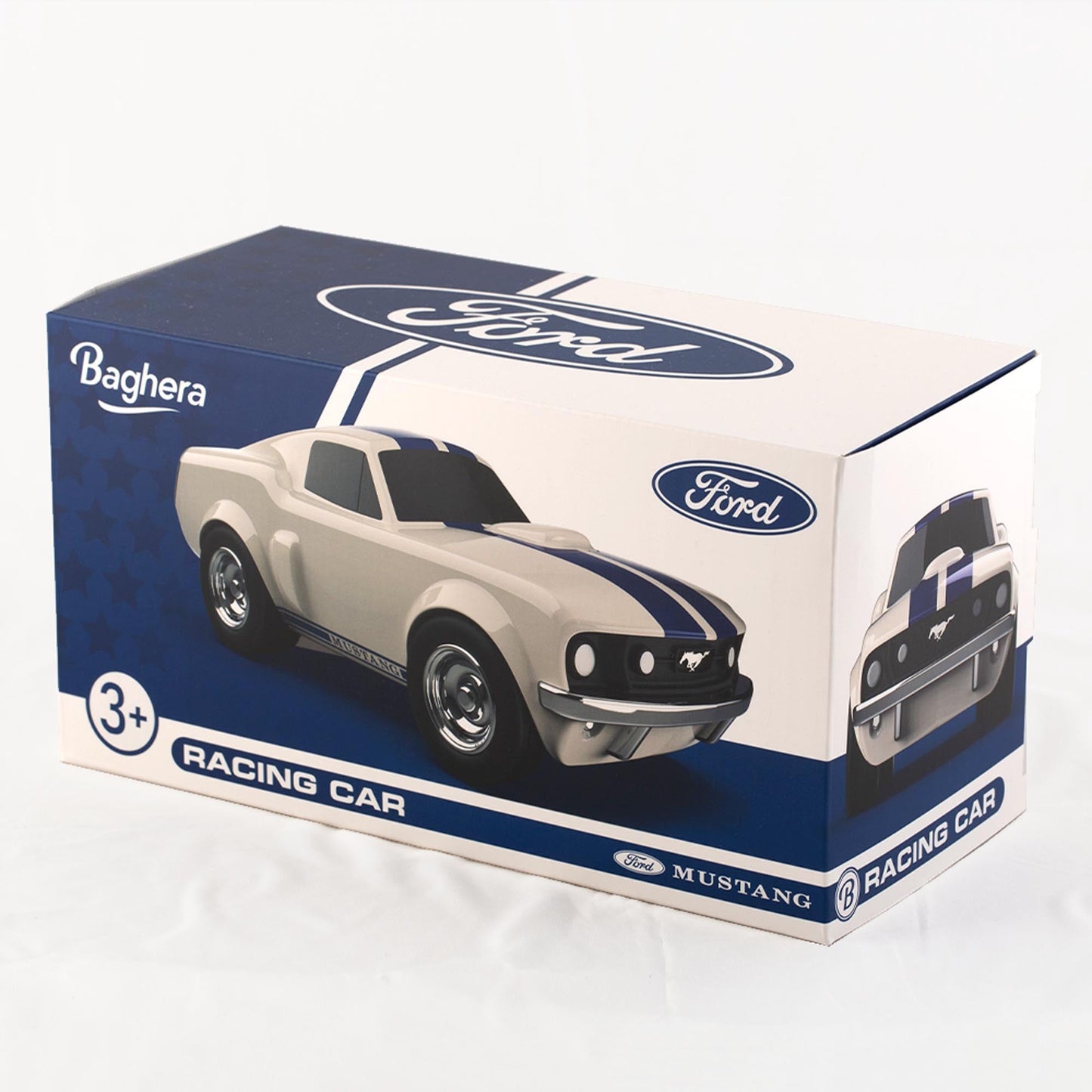 Ford Mustang Racing Car Ivory White Toy Car