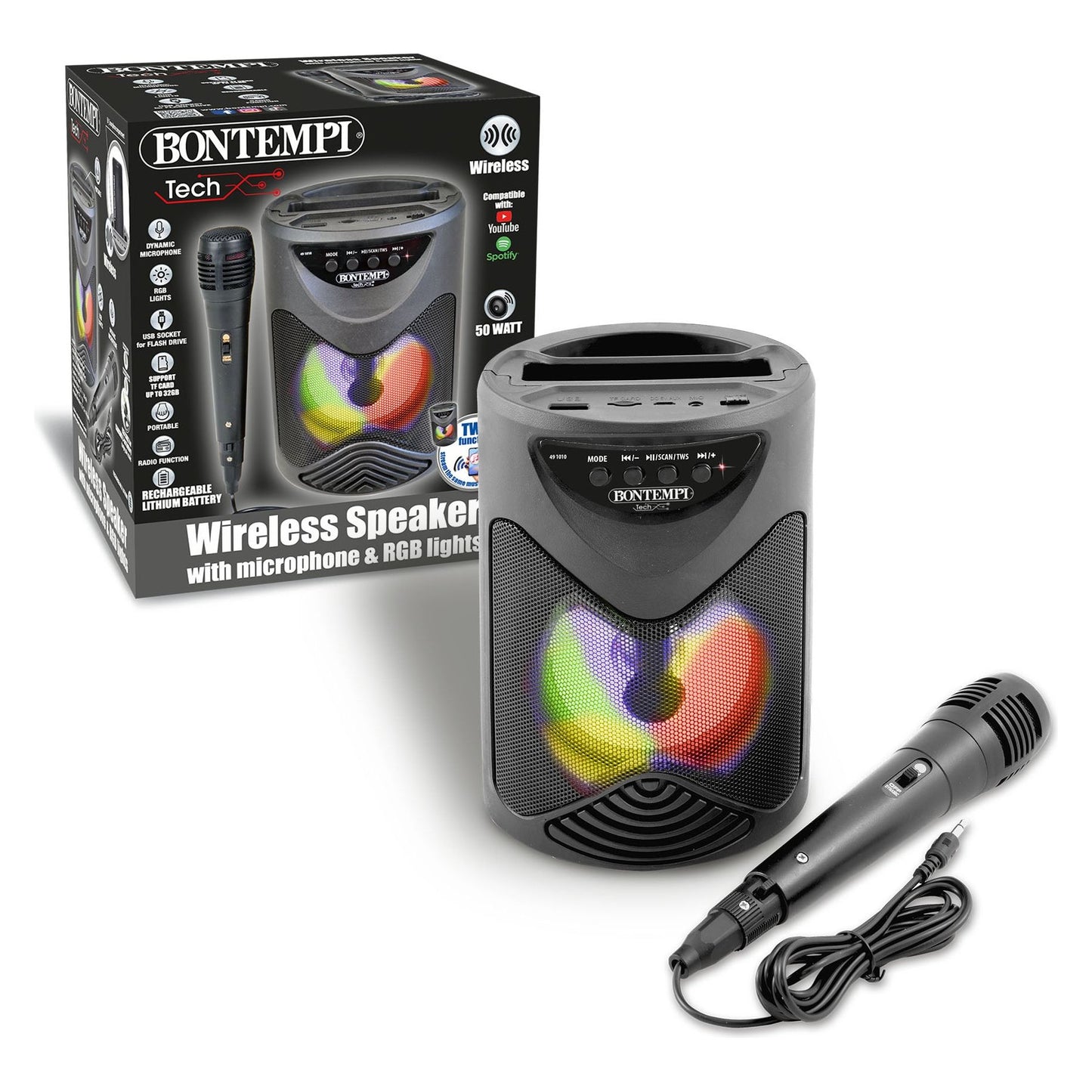 Bontempi Wireless Speaker with Dynamic Microphone and Light Effects