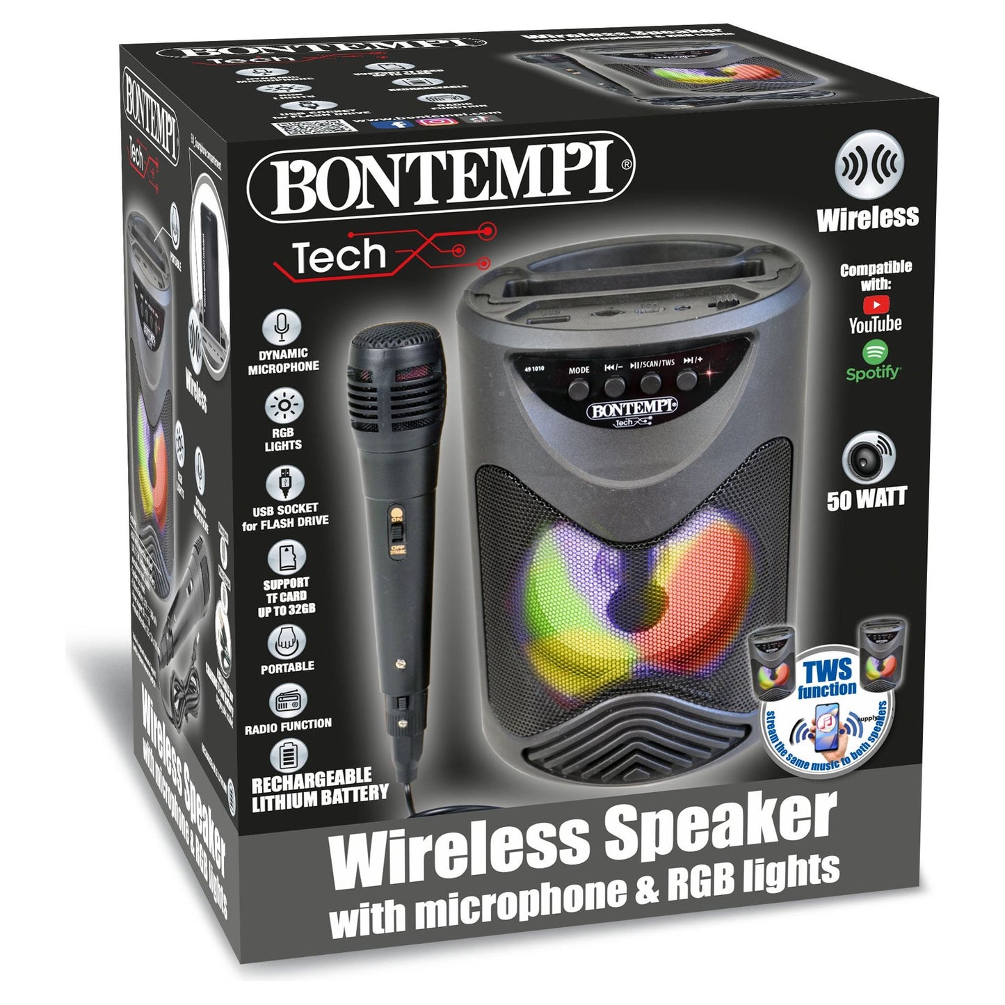 Bontempi Wireless Speaker with Dynamic Microphone and Light Effects