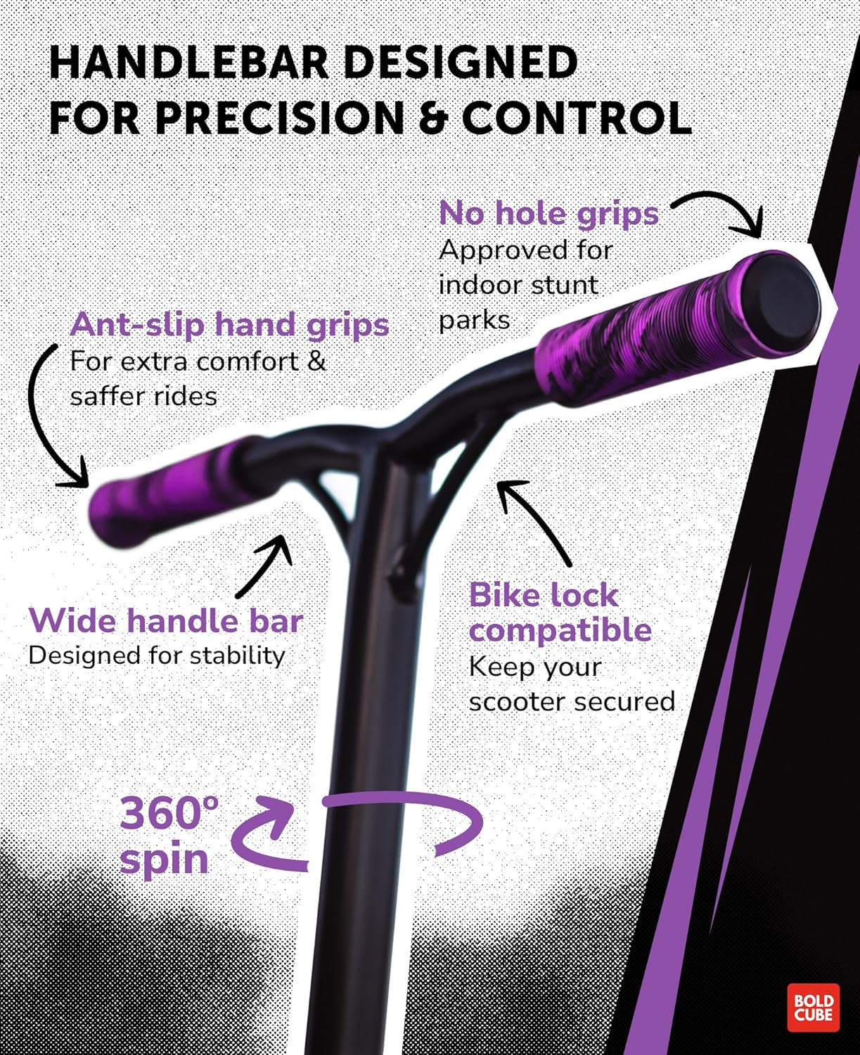 BOLDCUBE Purple - Deluxe Stunt Scooter