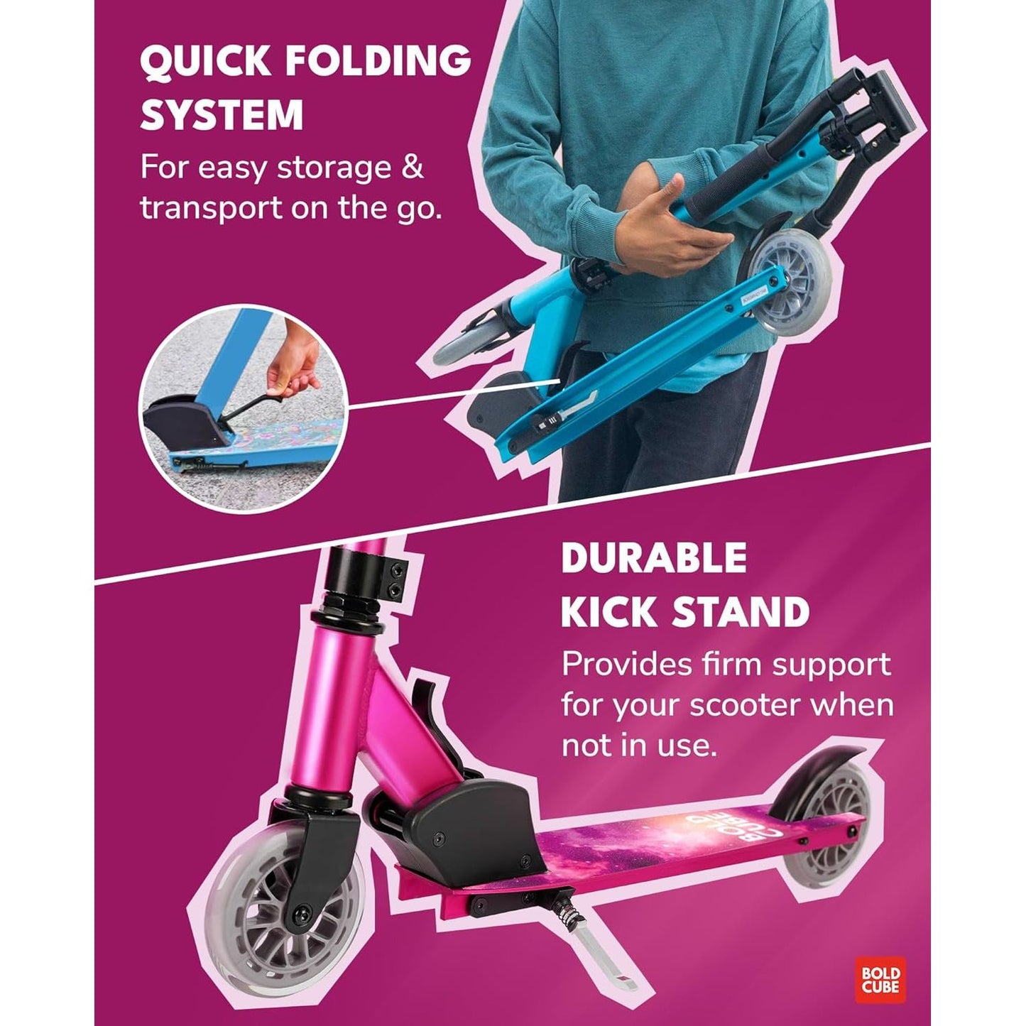 BOLDCUBE Fuchsia - Deluxe 2 Wheel Scooter