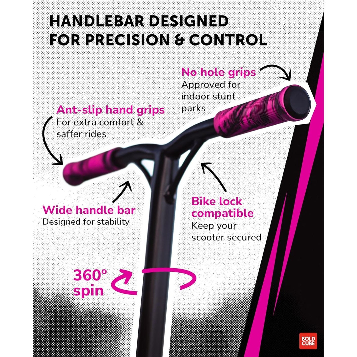 BOLDCUBE Pink - Deluxe Stunt Scooter