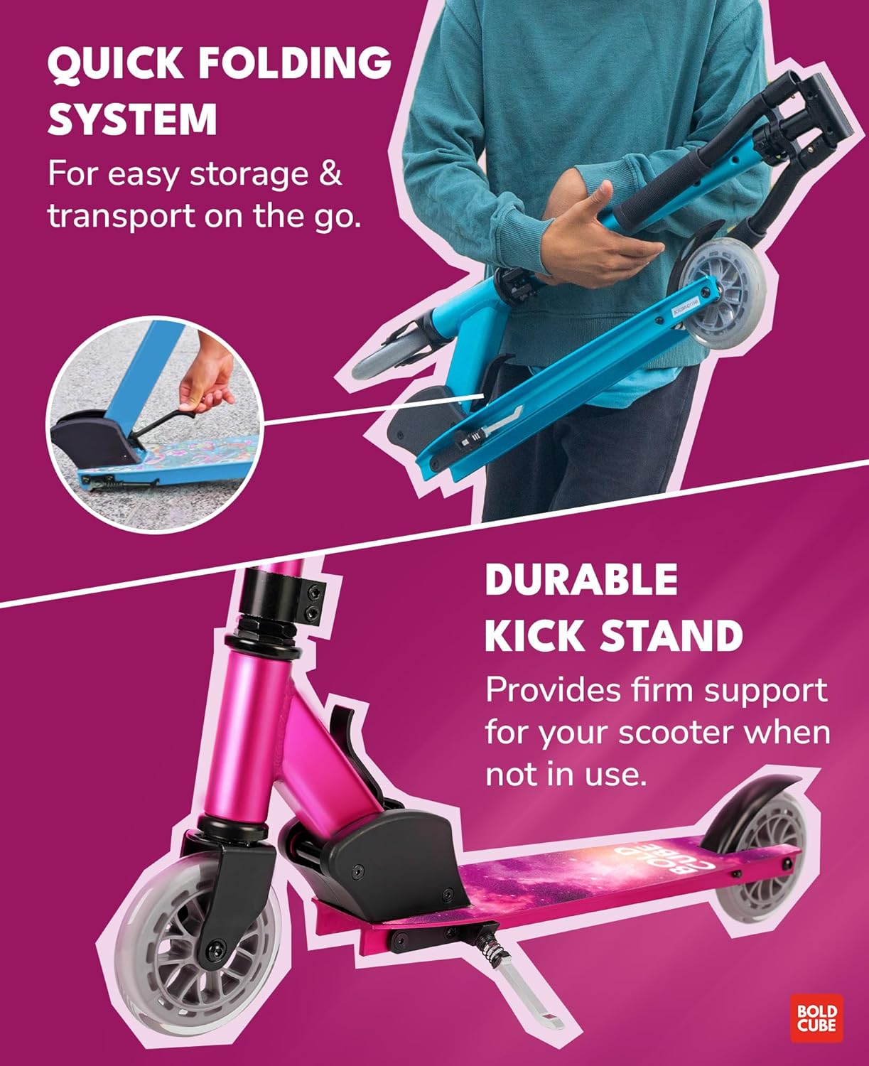 BOLDCUBE Fuchsia - Deluxe 2 Wheel Scooter