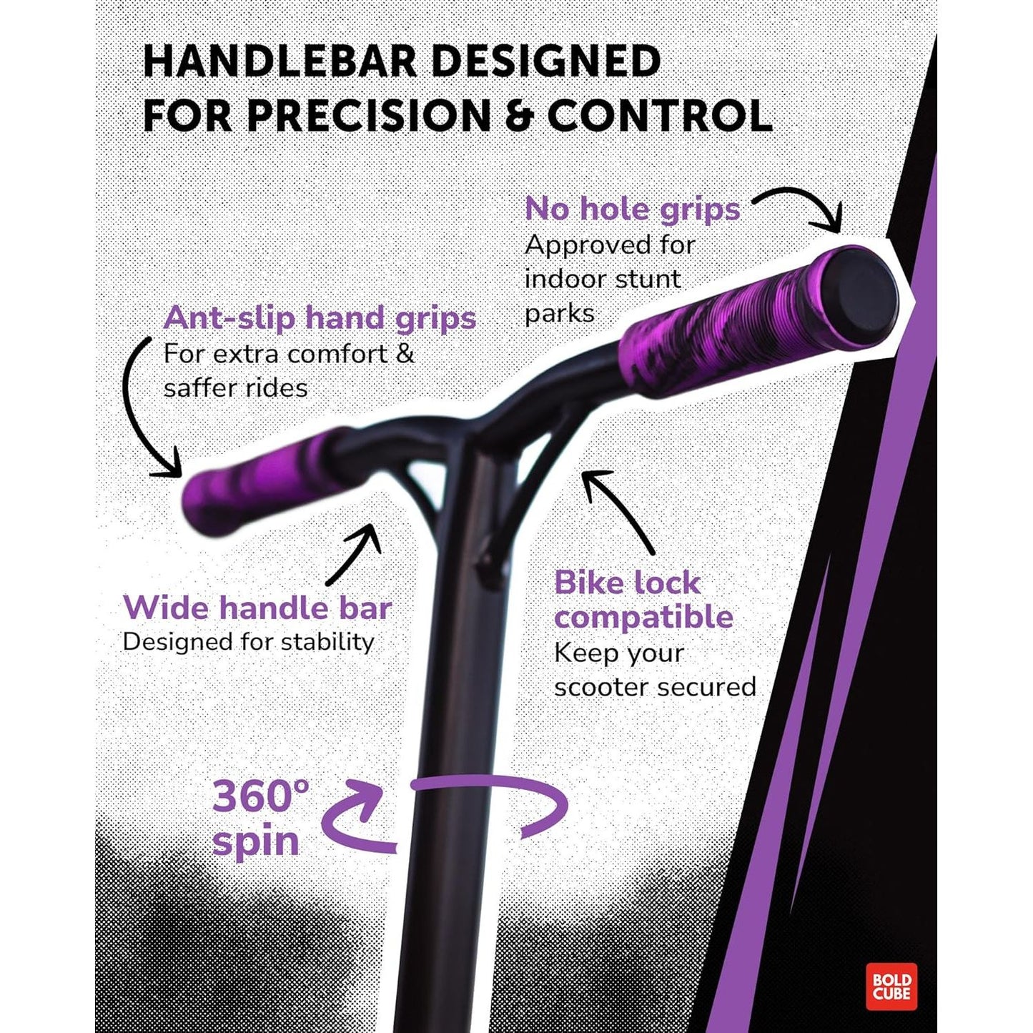 BOLDCUBE Purple - Deluxe Stunt Scooter