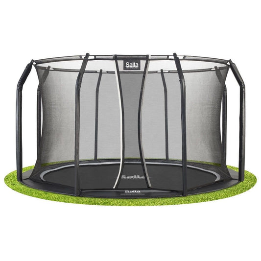 12ft Salta Royal Baseground Black Round Trampoline with Enclosure