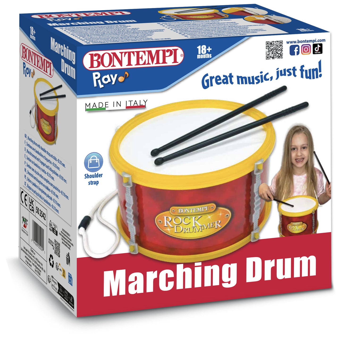 Bontempi Drum with Shoulder Strap and Sticks