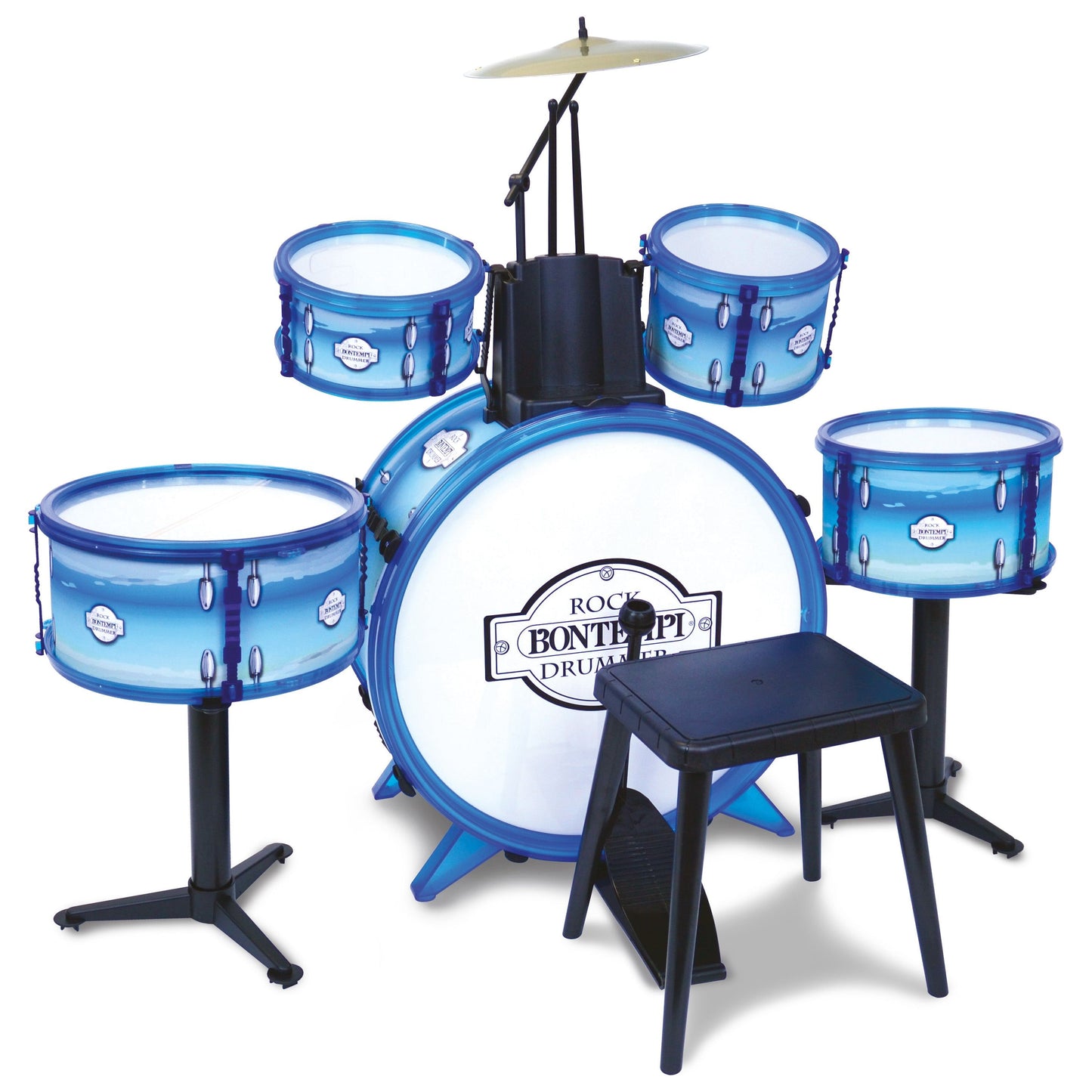 Bontempi Metallic Silver Drum Set 6 pcs with Stool