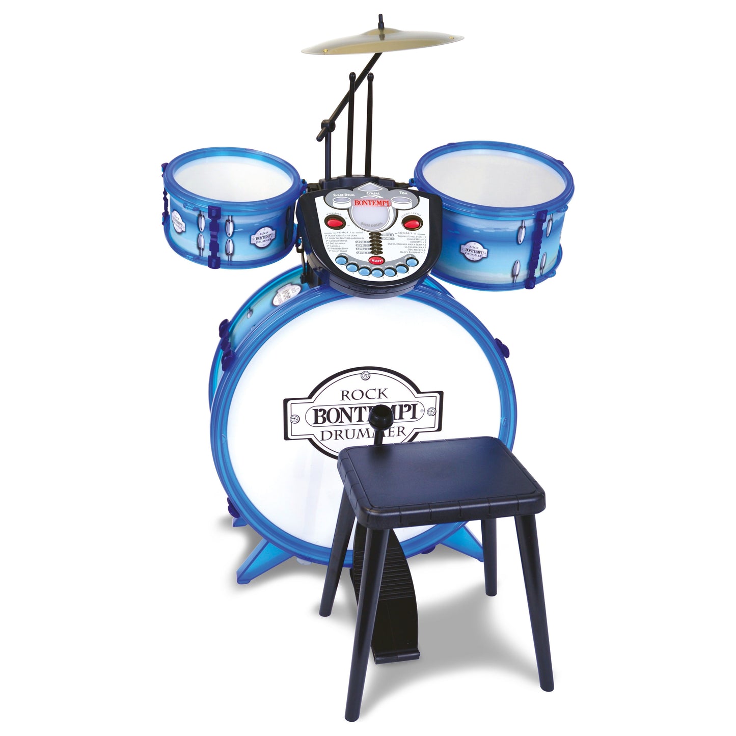 Bontempi Drum Set 4 pcs with Stool and Electronic Rhythm