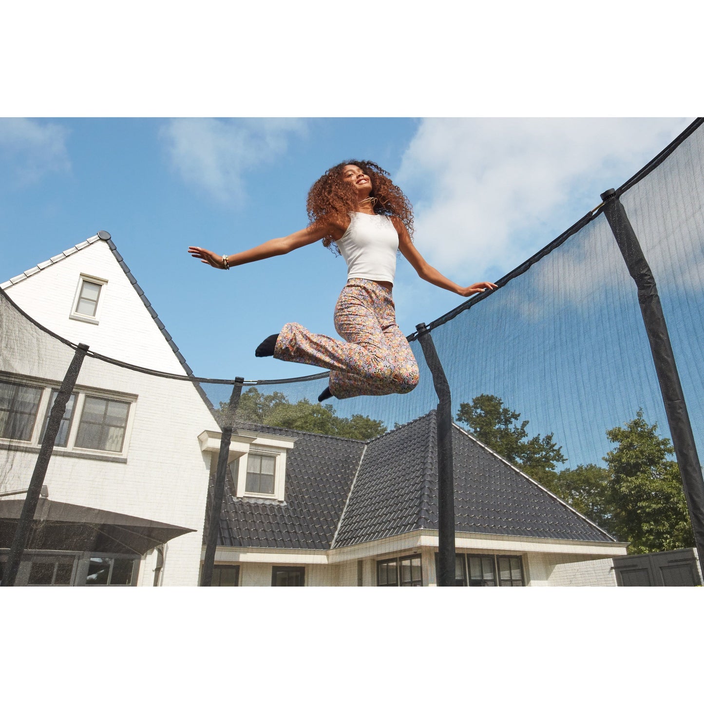 Salta First Class Rectangular Trampoline with Enclosure and Ladder