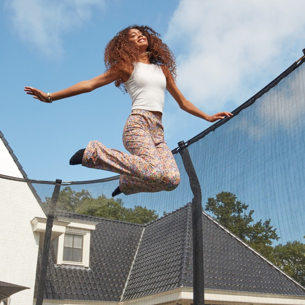 14ft x 8ft Salta Black Rectangular First Class Trampoline with Enclosure