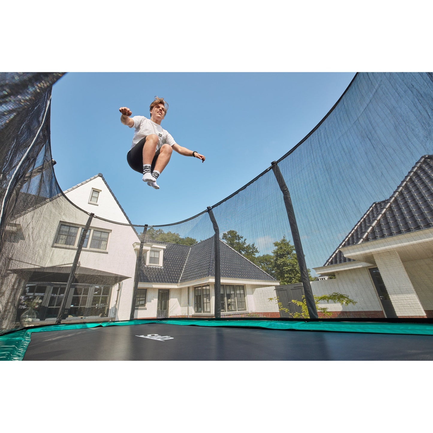 Salta First Class Rectangular Trampoline with Enclosure and Ladder