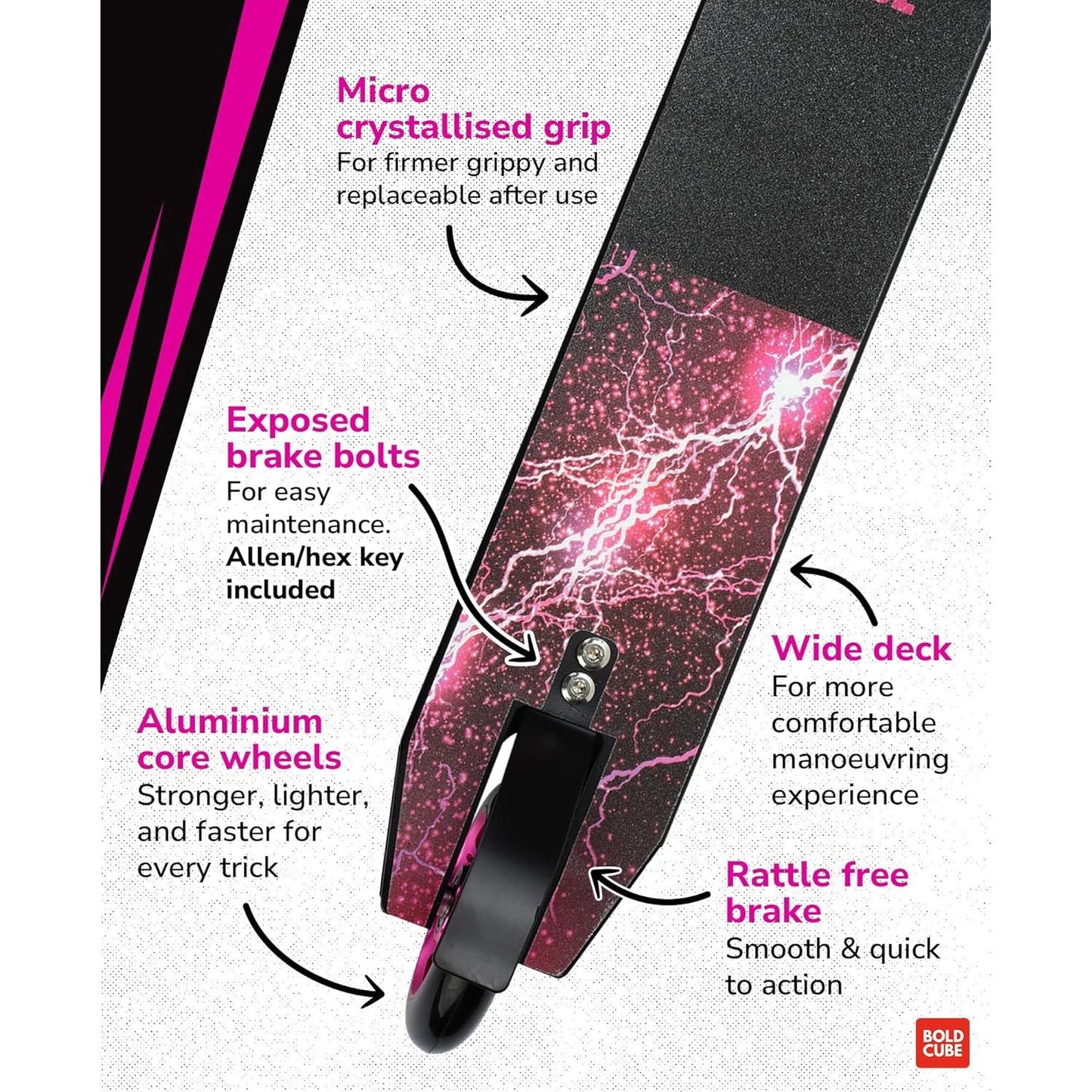 BOLDCUBE Pink - Deluxe Stunt Scooter