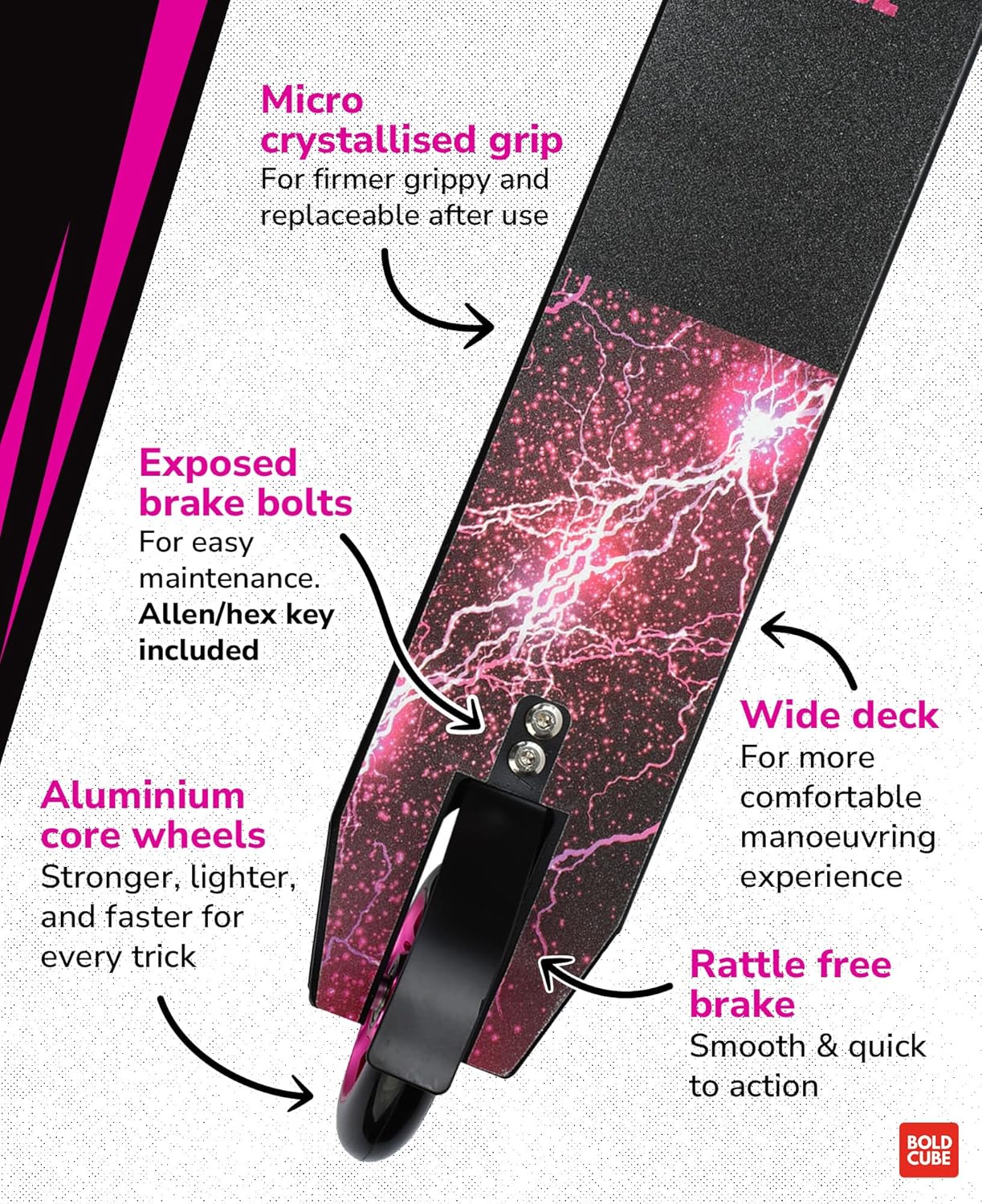 BOLDCUBE Pink - Deluxe Stunt Scooter