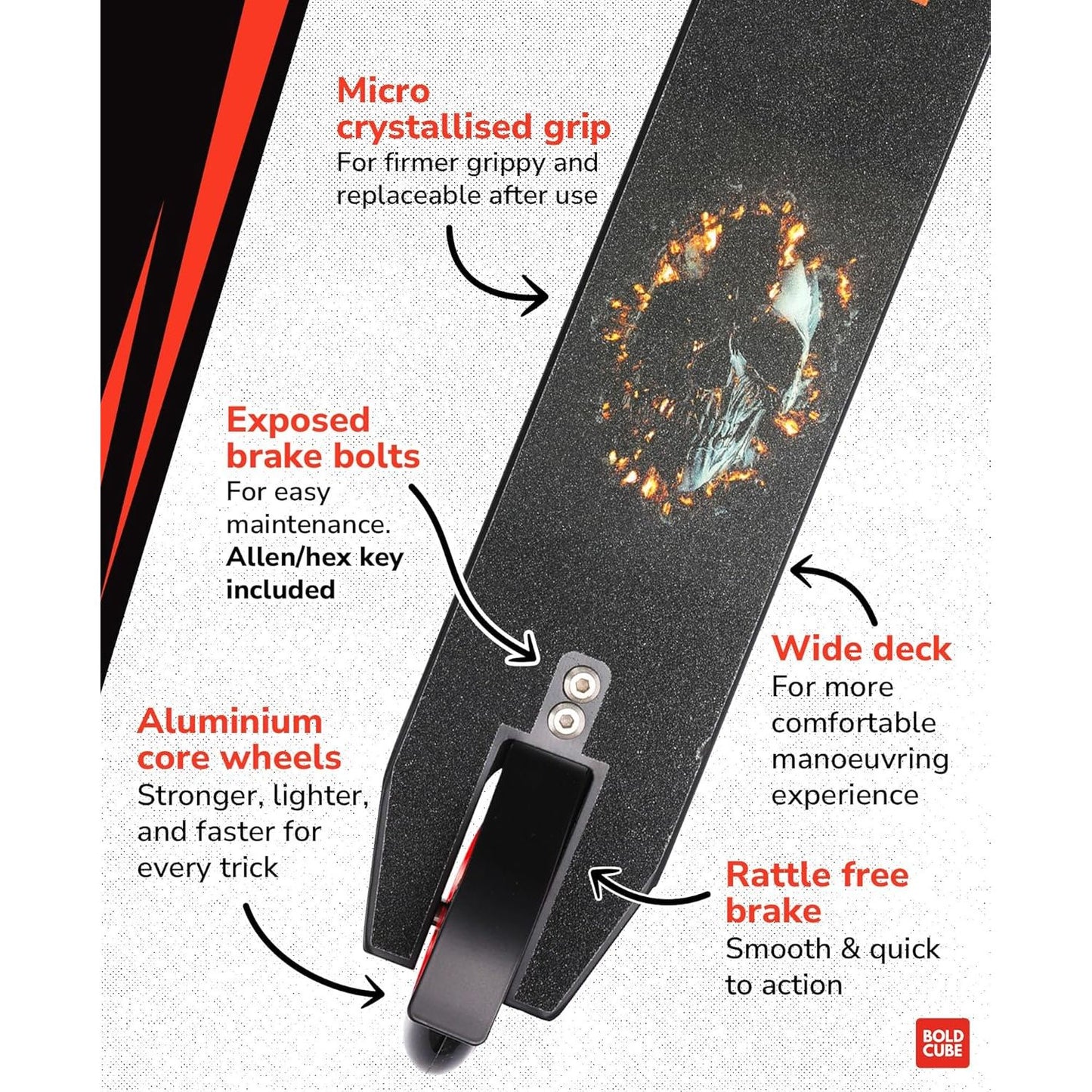BOLDCUBE Black - Deluxe Stunt Scooter