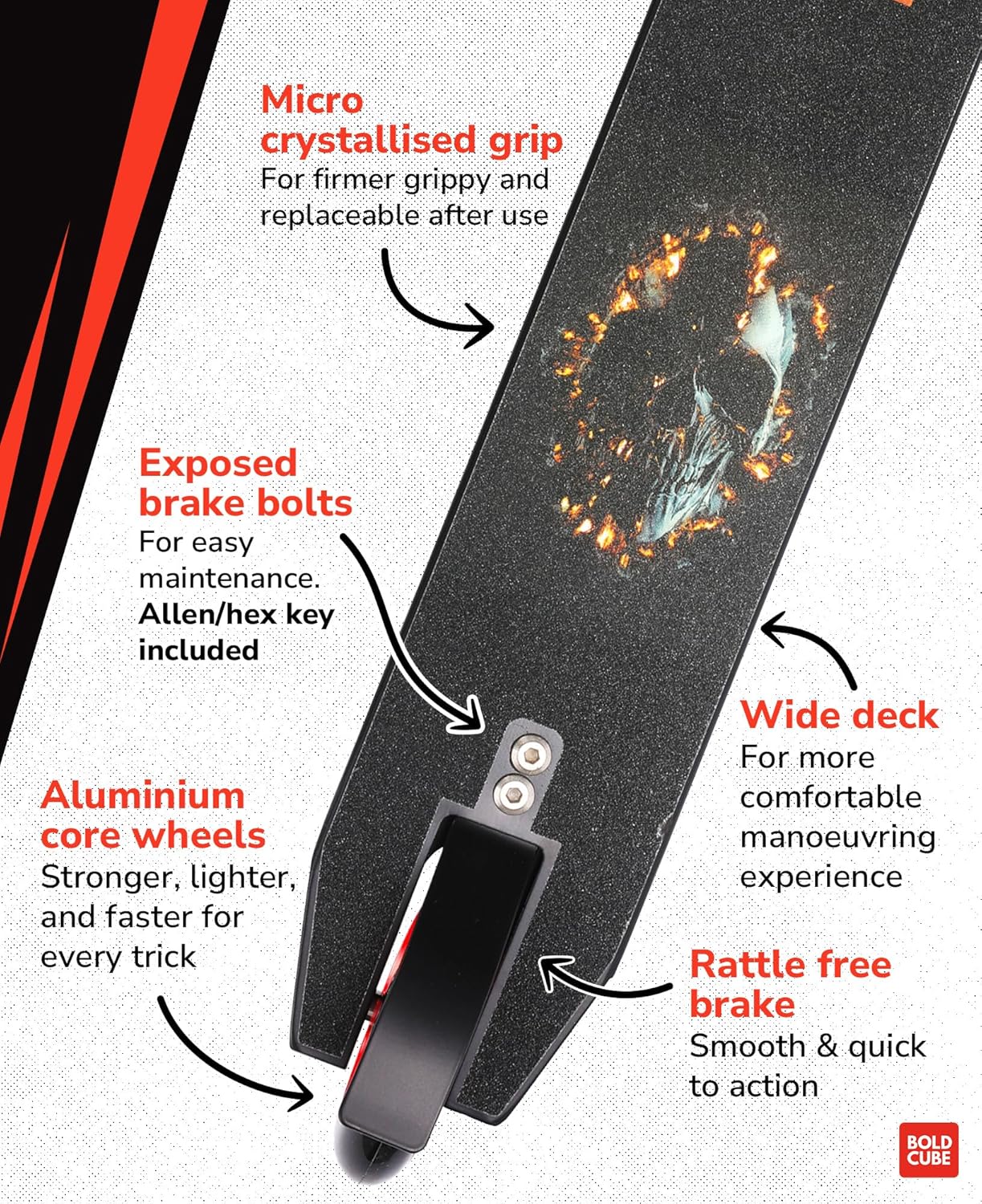 BOLDCUBE Black - Deluxe Stunt Scooter