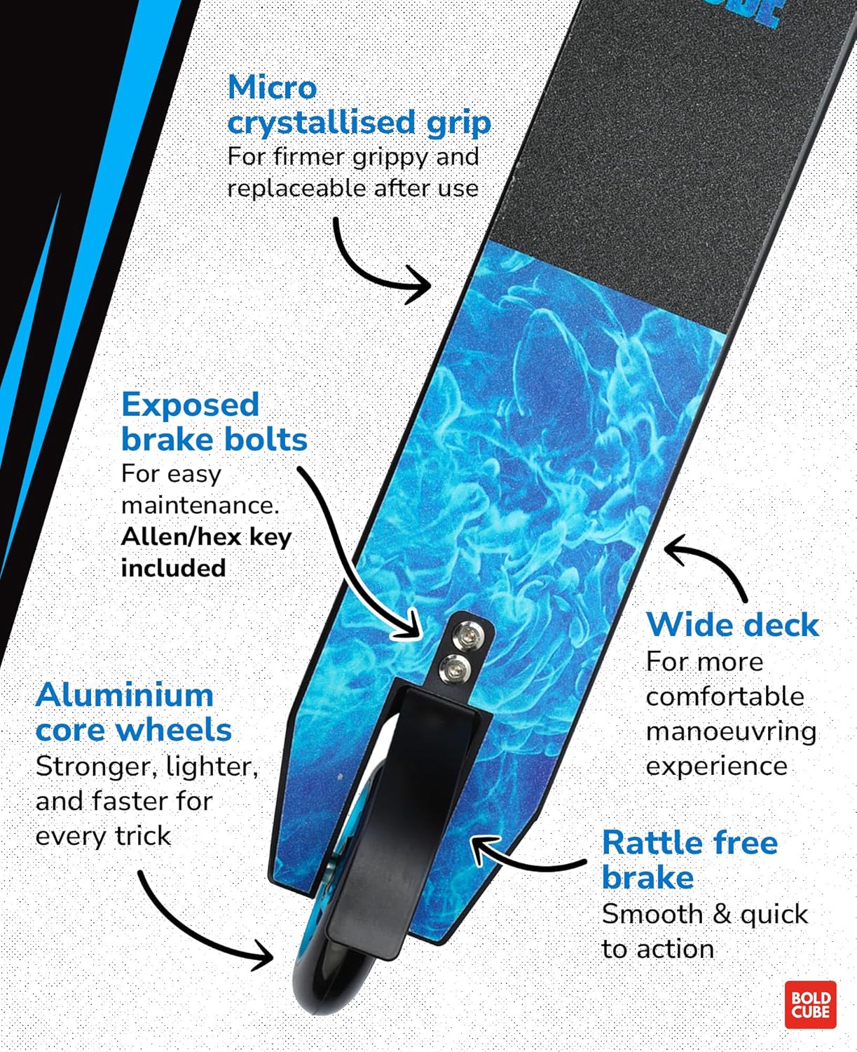 BOLDCUBE Cyan - Deluxe Stunt Scooter