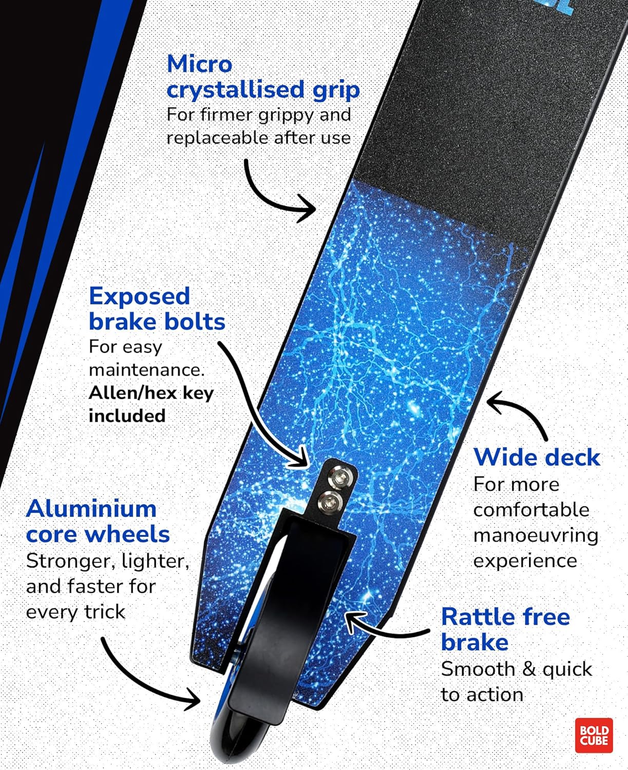 BOLDCUBE Navy - Deluxe Stunt Scooter