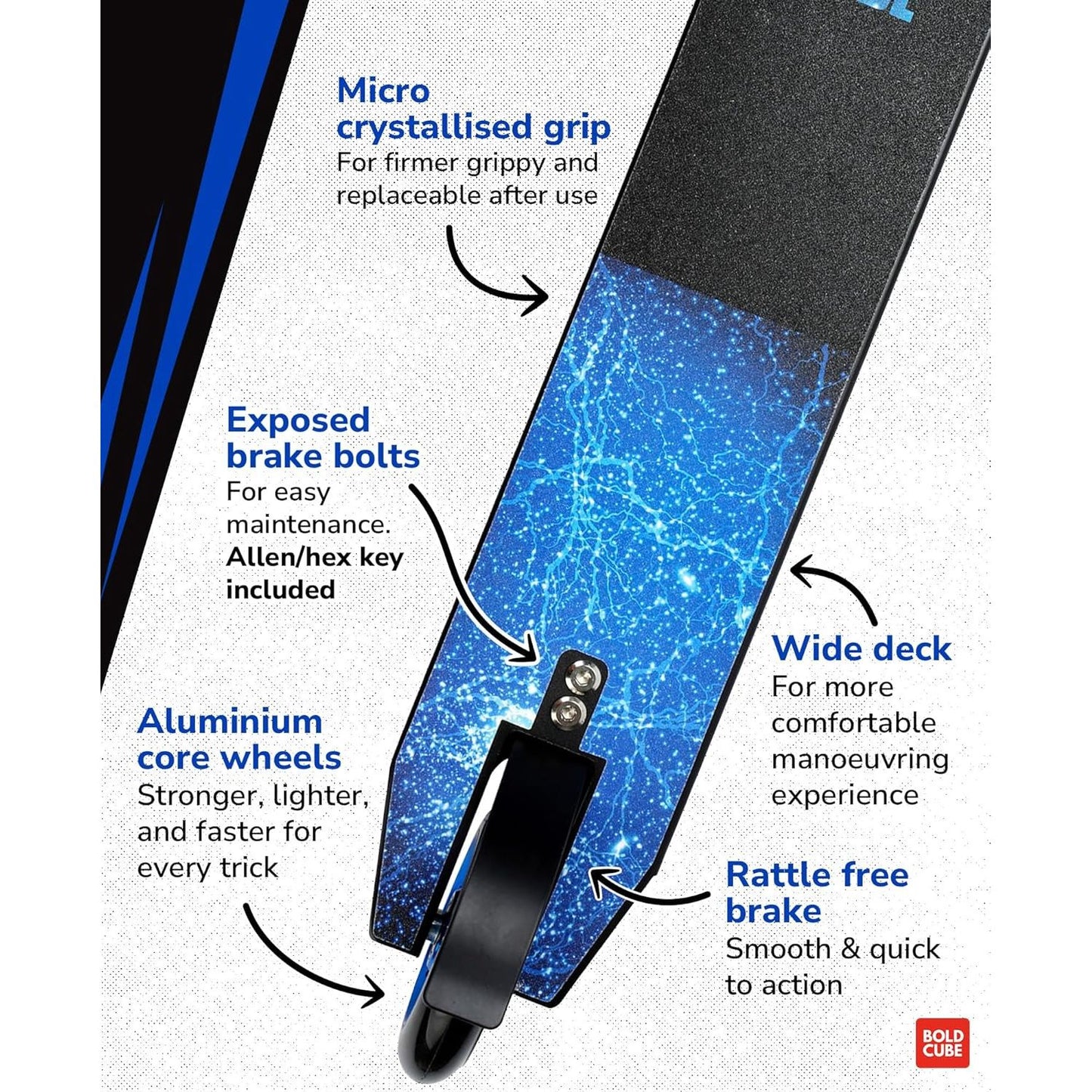 BOLDCUBE Navy - Deluxe Stunt Scooter