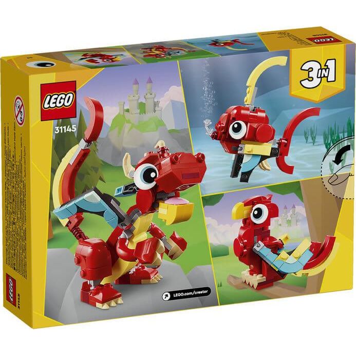 Lego Creator 3 in 1 31145 Red Dragon Buildable Playset for Ages 6 & Up