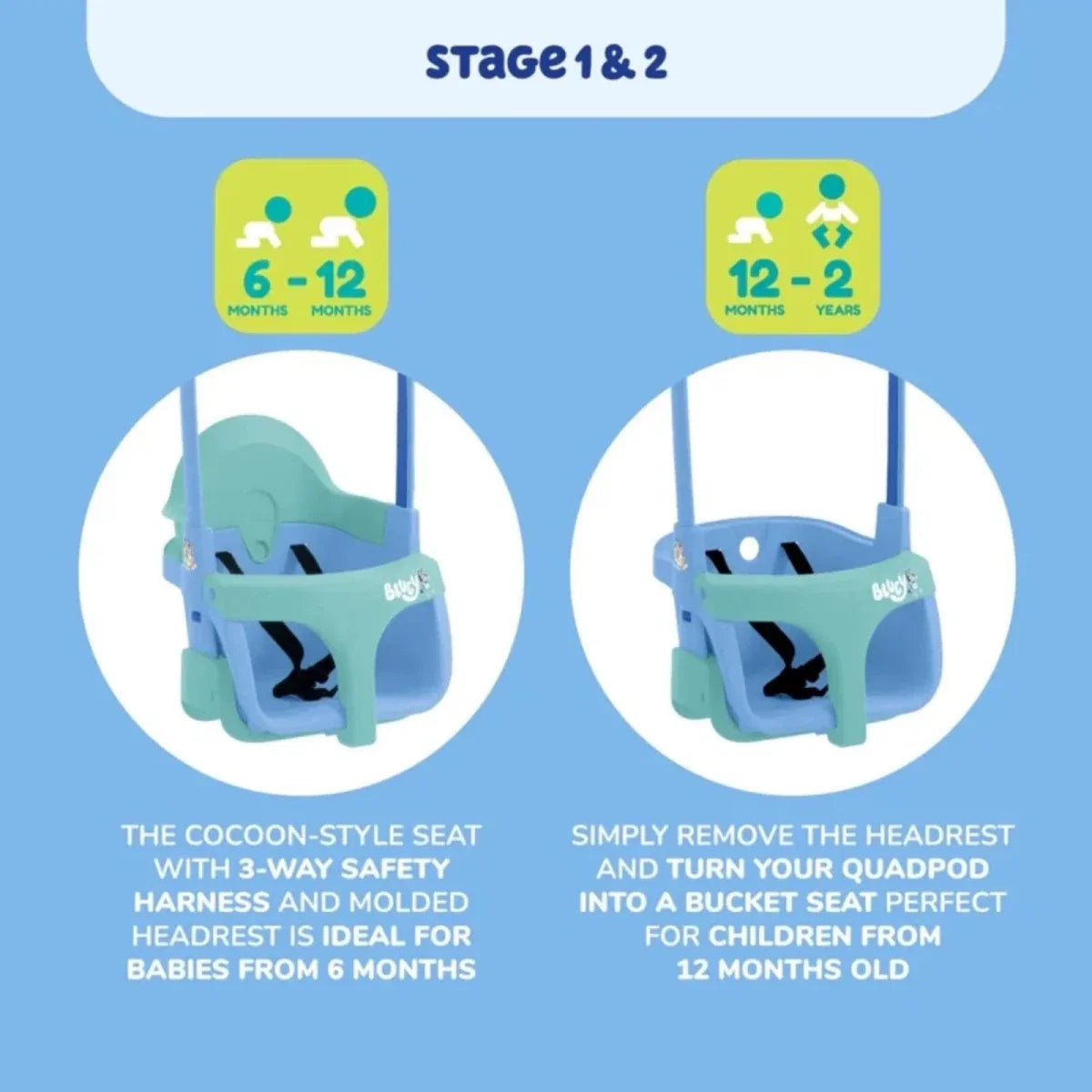 TP Treehouse Set with Slide & Bluey Quadpod Single Swing