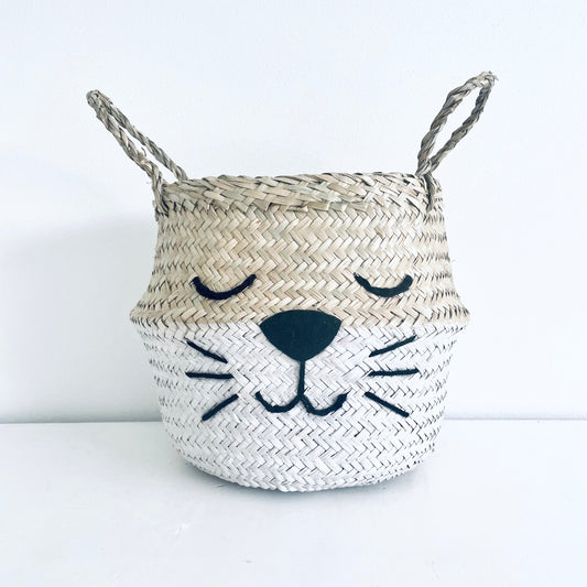 White Bottom Whiskers Basket - Small