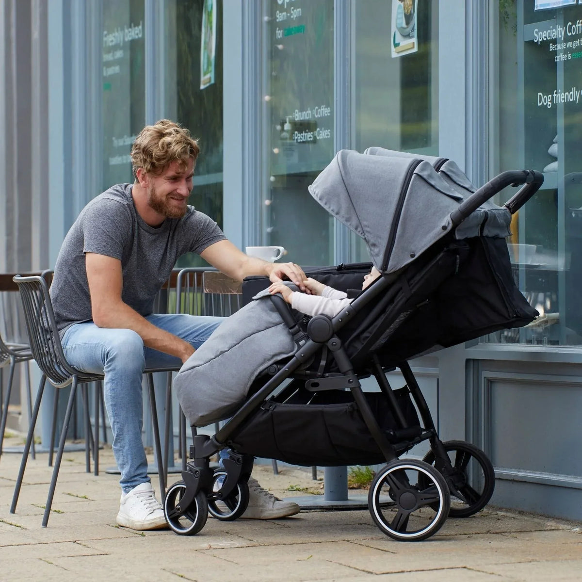 Ickle Bubba Venus Double Stroller - Black