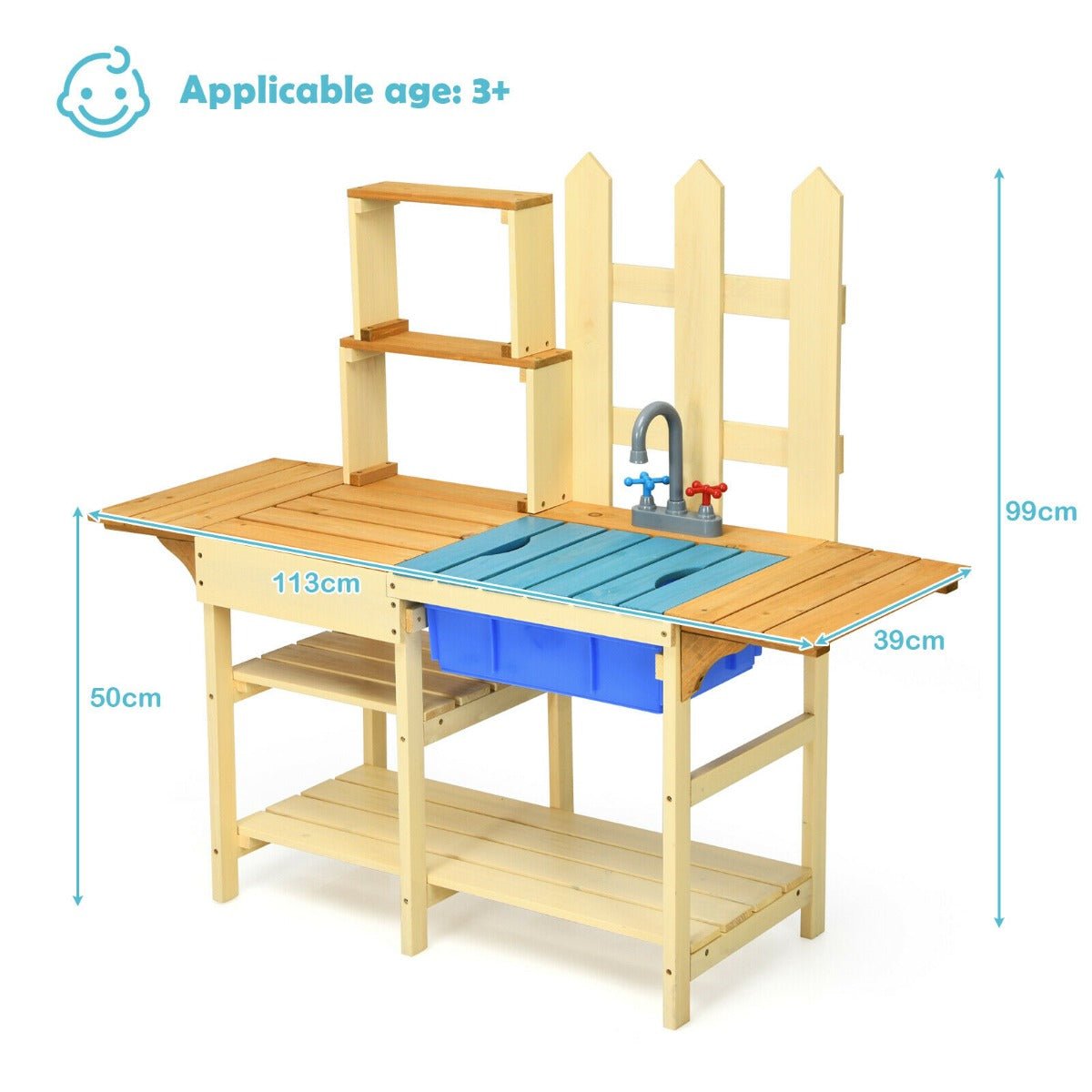 Children's Wooden Mud Kitchen with Accessories for Toddler