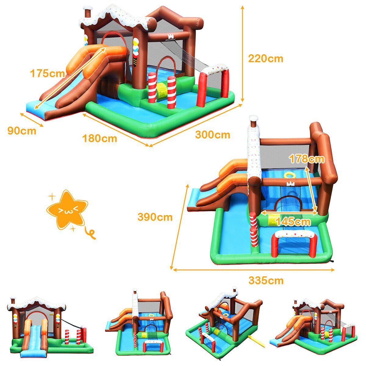 Inflatable Bounce House with Slide Basketball Rim & Bag