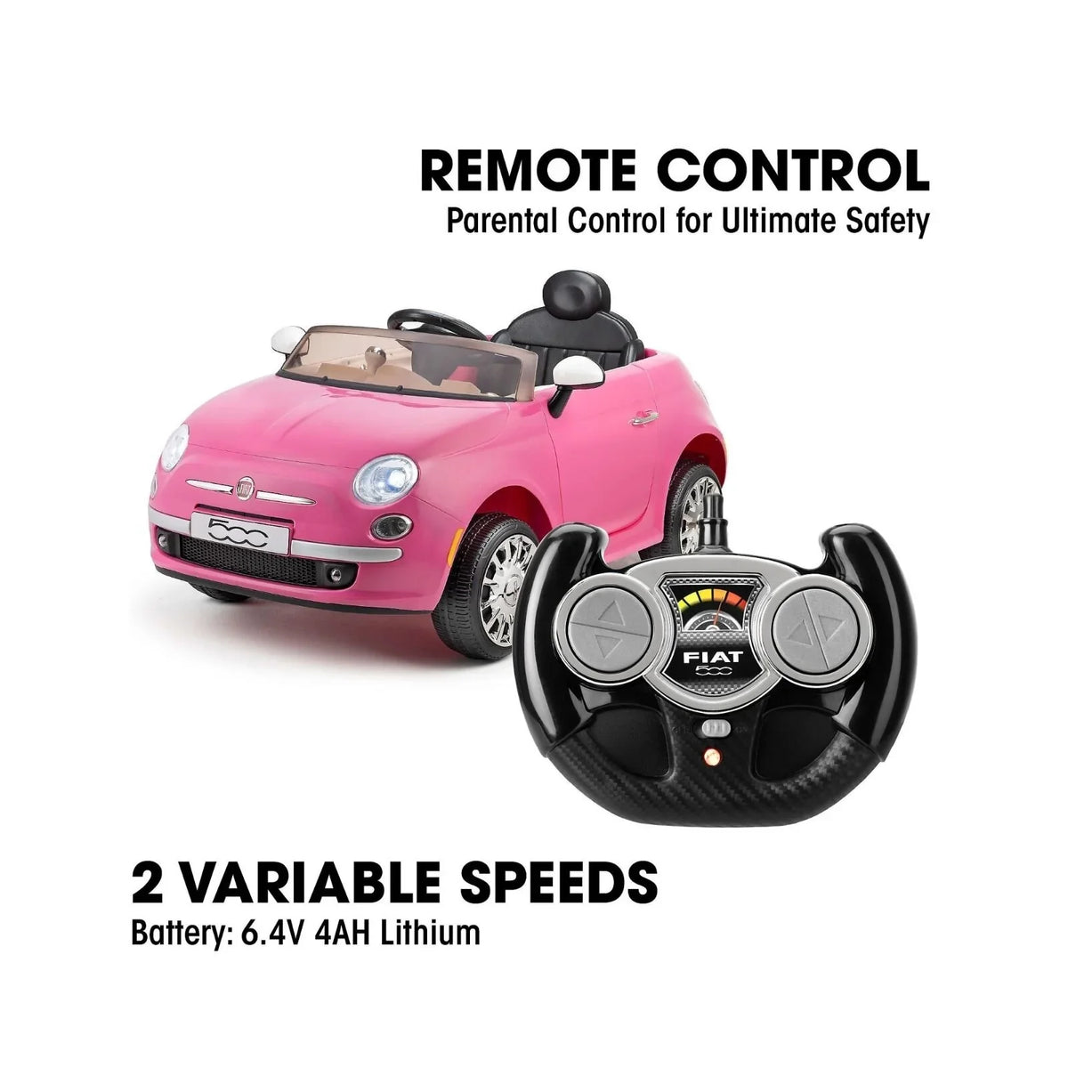 Xootz Fiat 500 12V Electric Ride On - Pink