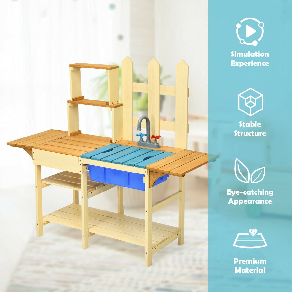 Children's Wooden Mud Kitchen with Accessories for Toddler