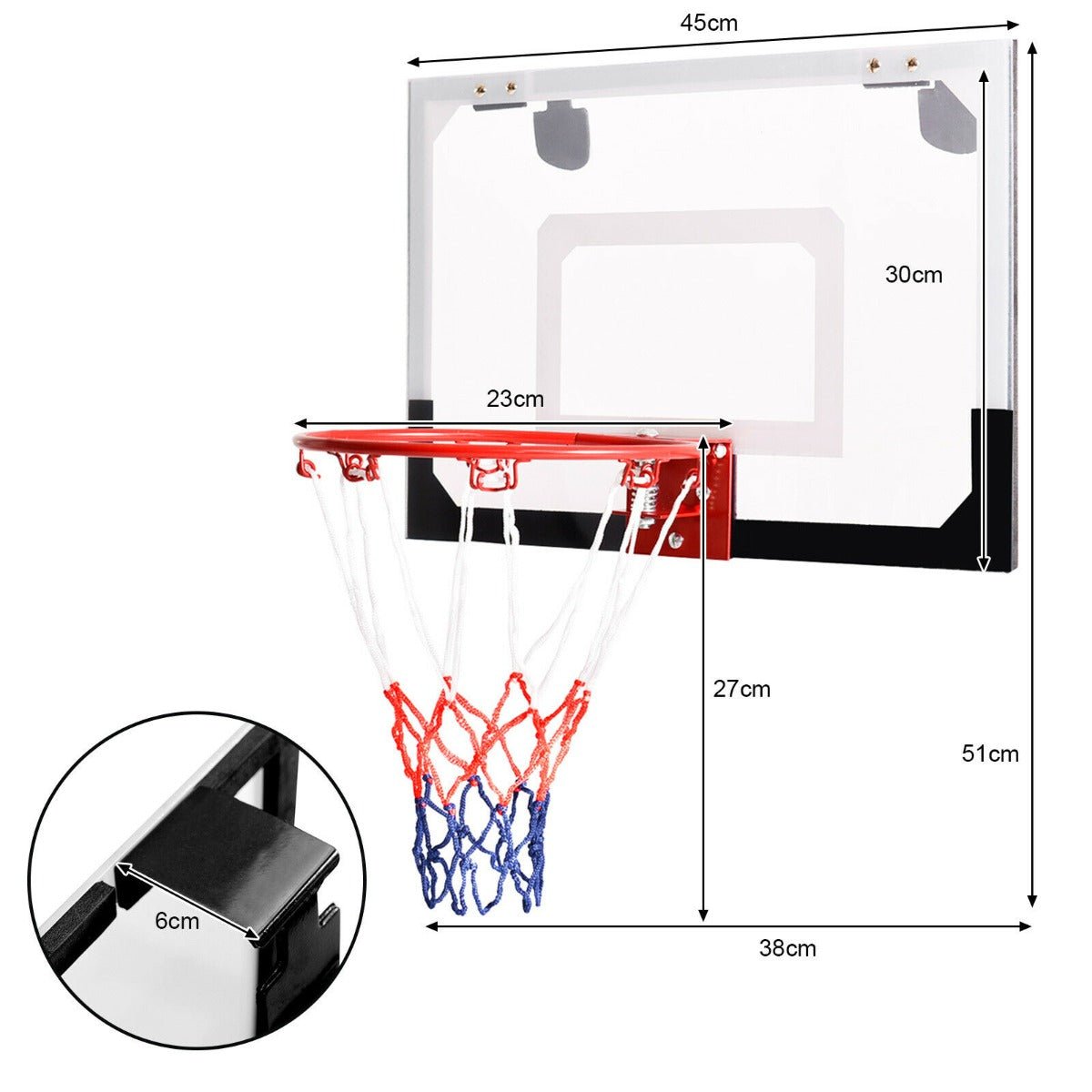 Mini Basketball Hoop with Shatterproof Backboard for Kid, Teen, Adult